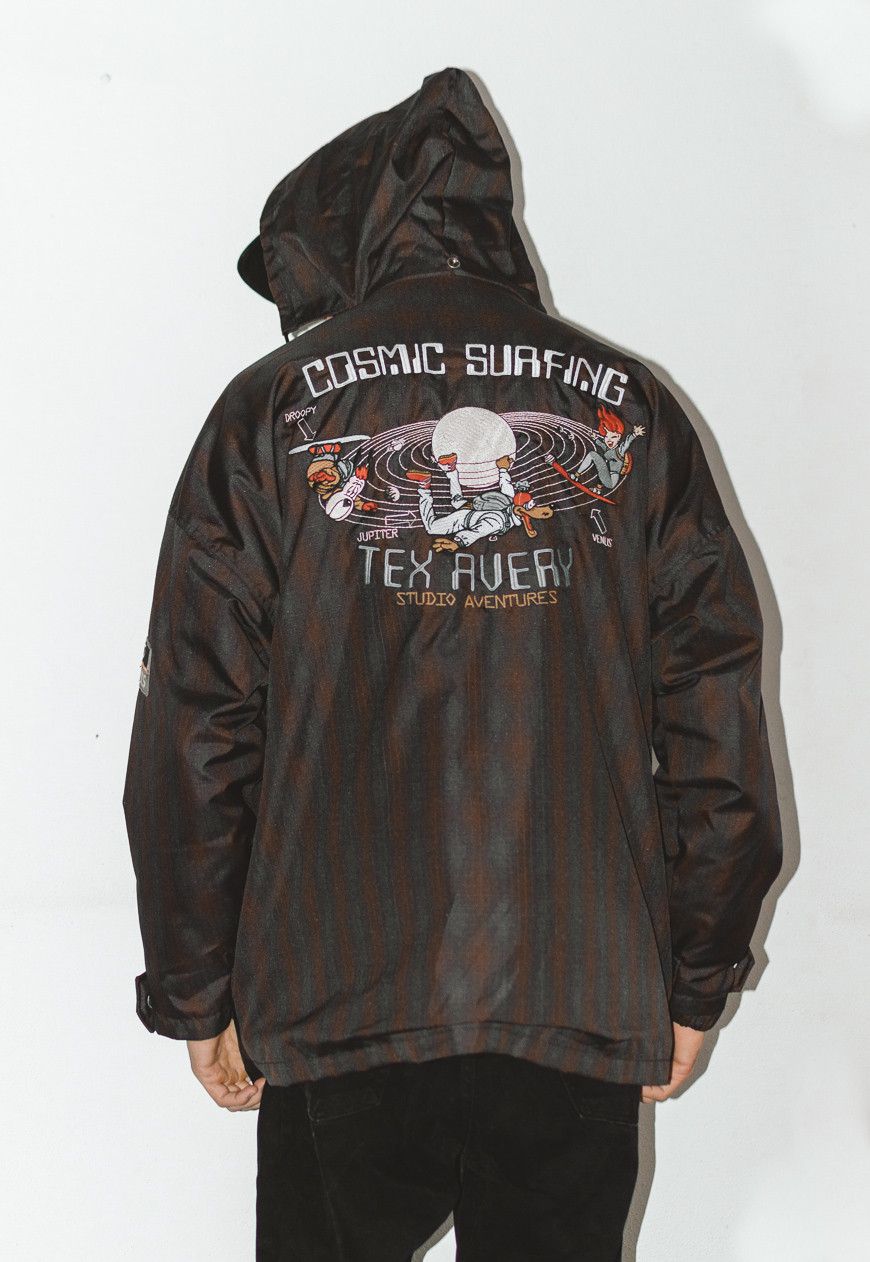 image of Very Vintage Droopy And The Wolf Cosmic Surf Wear Streetwear Jacket in Red/Brown, Men's (Size XL)