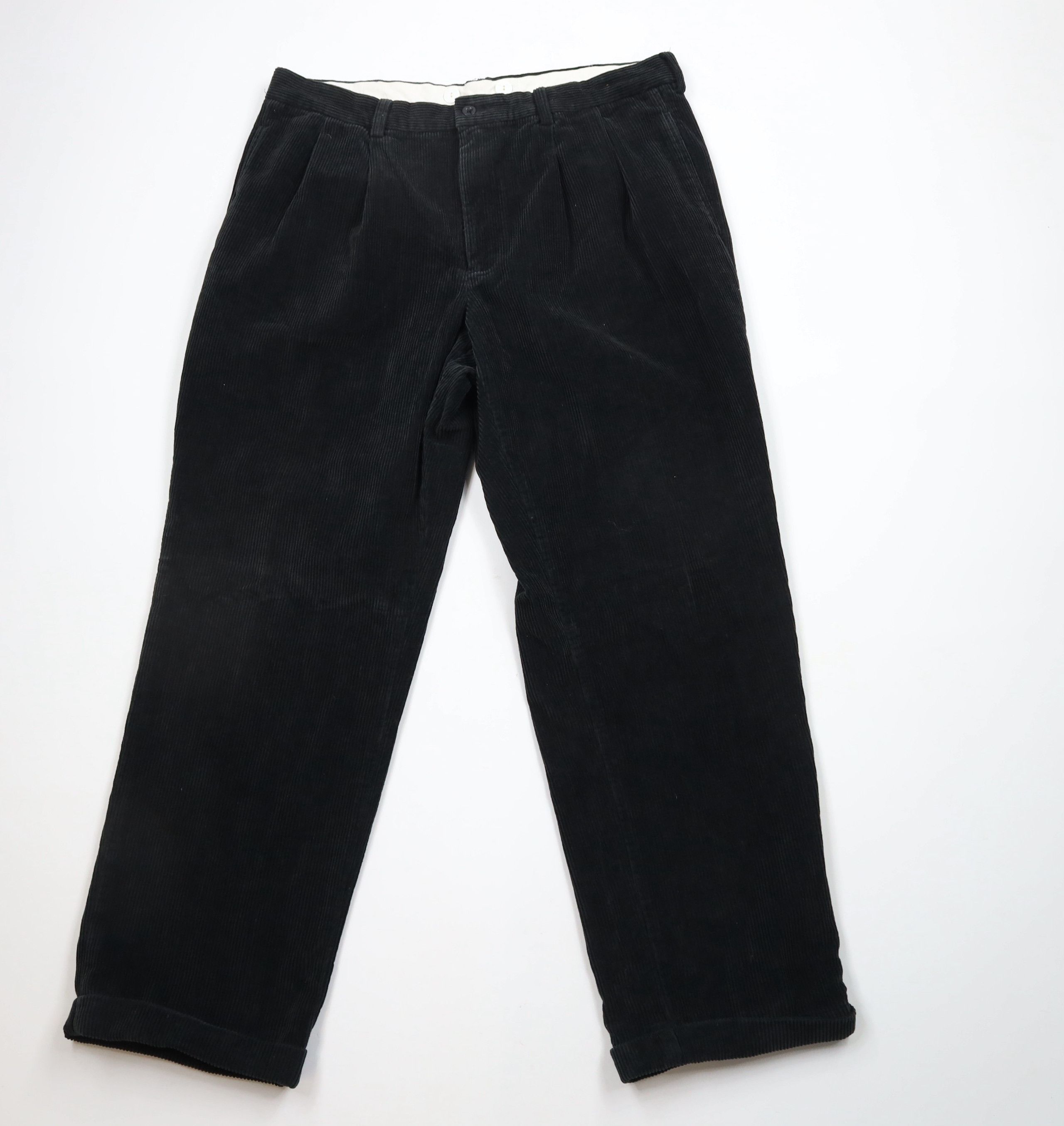Brooks Brothers × Vintage Vintage 90s Brooks Brothers Wide Leg Corduroy Pants Black Size US 38 / EU 54 - 1 Thumbnail