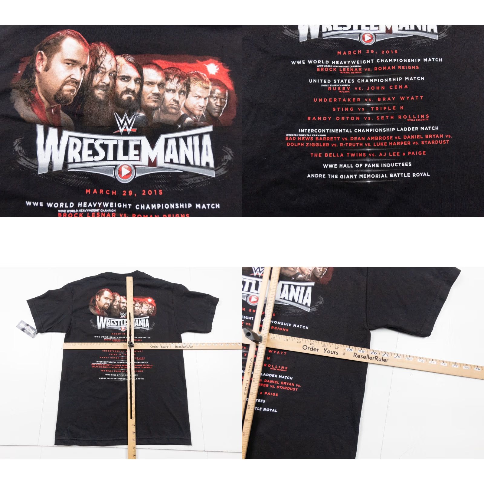 Vintage WWE 2015 Wrestlemania T-Shirt Adult Medium Black Short Sleeve Graphic Mens Size US M / EU 48-50 / 2 - 8 Thumbnail