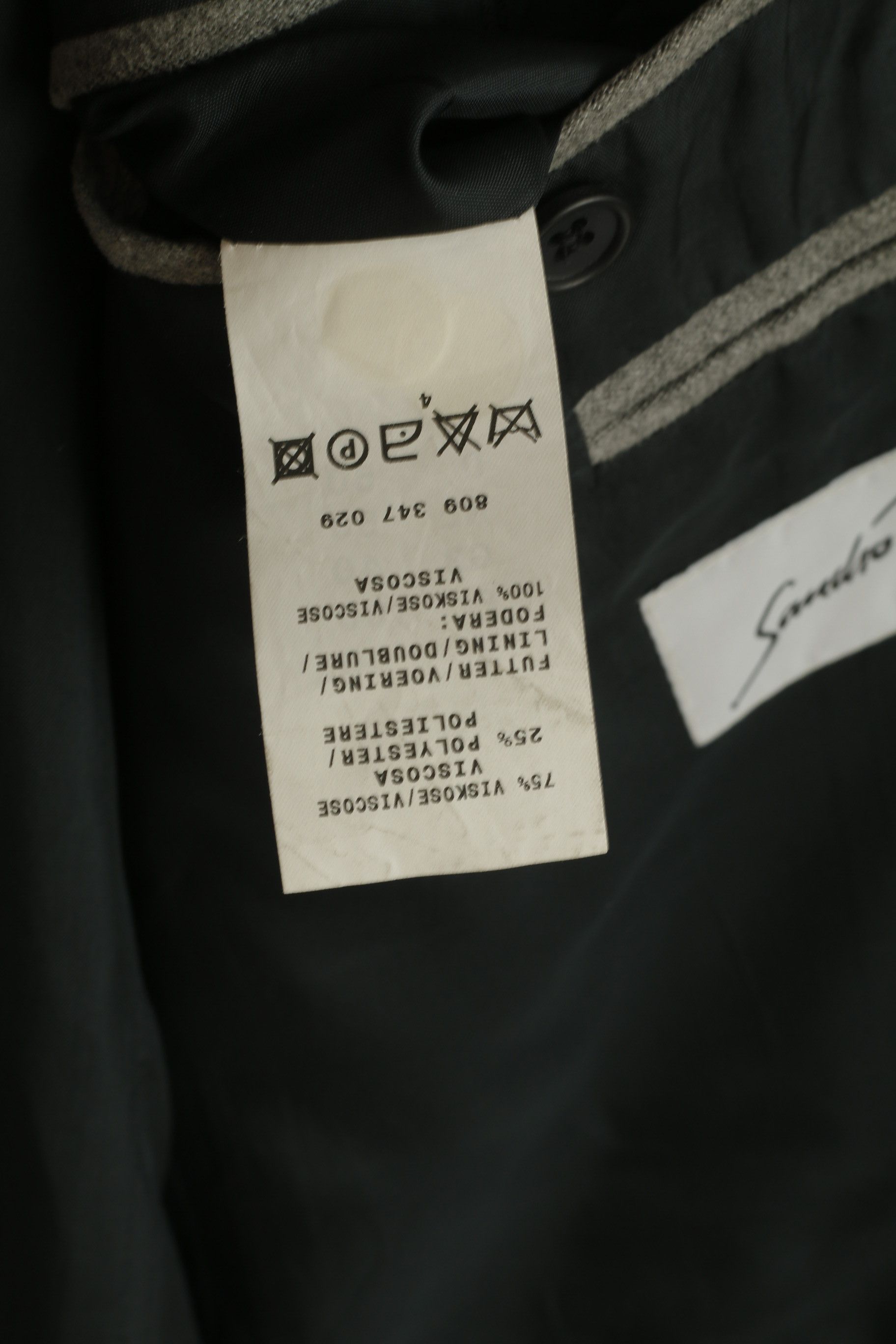 Vintage Sandro Pozzi Men 50 40 Blazer Gray Viscose 2801 Size 40R - 7 Thumbnail