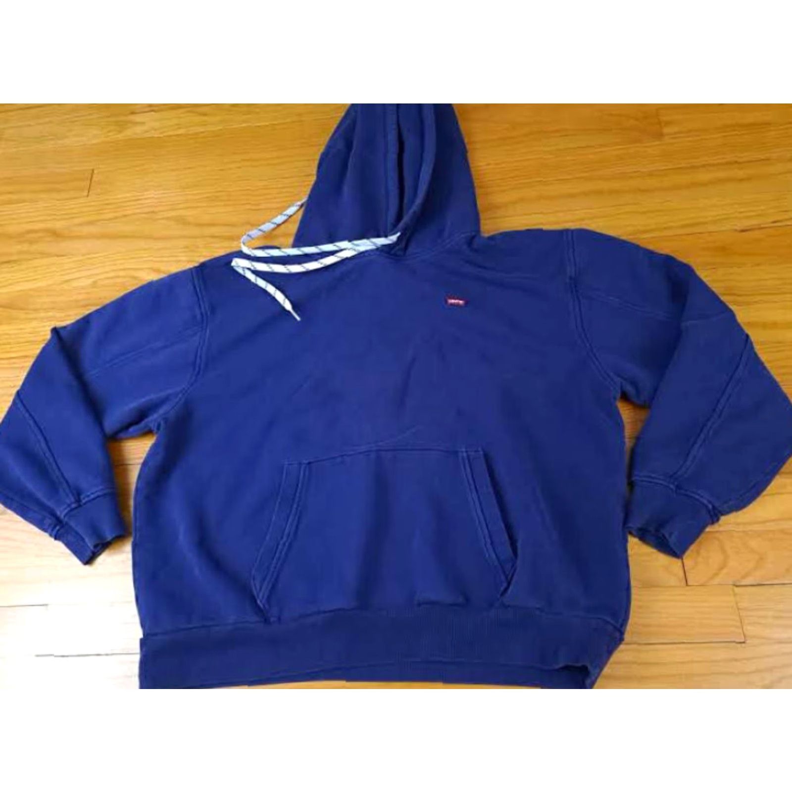 Levi's VINTAGE Levi's Sweatshirt Pullover Hooded Navy Blue M Unisex Adults Size Medium 24in Long 24in Pit to Pit Drawstring Shoelace Heavy Hooded Sweatshirt Size US M / EU 48-50 / 2 - 2 Thumbnail