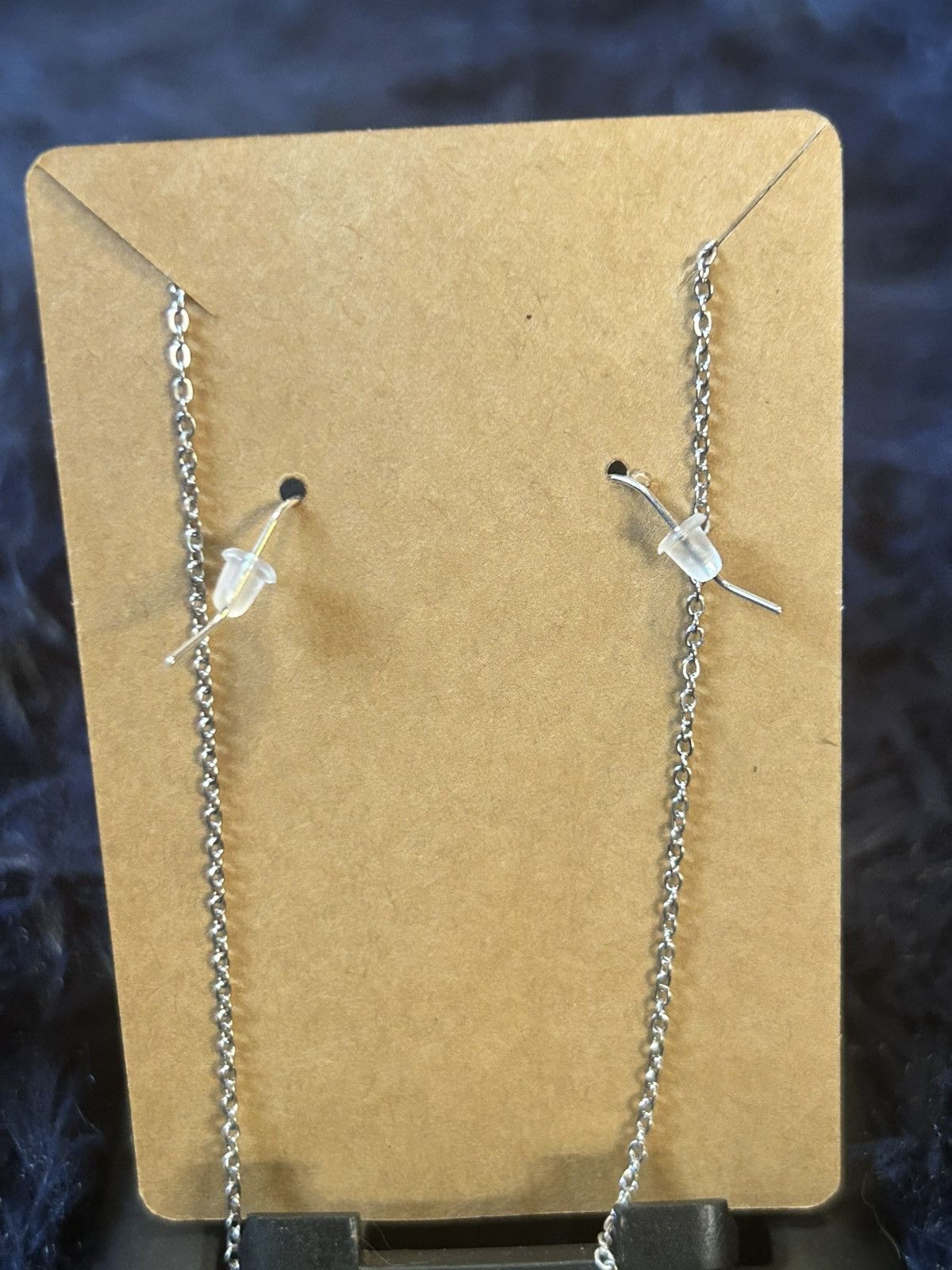 Handmade Handcrafted periwinkle crackle glass cat eye crystal set Size ONE SIZE - 3 Thumbnail
