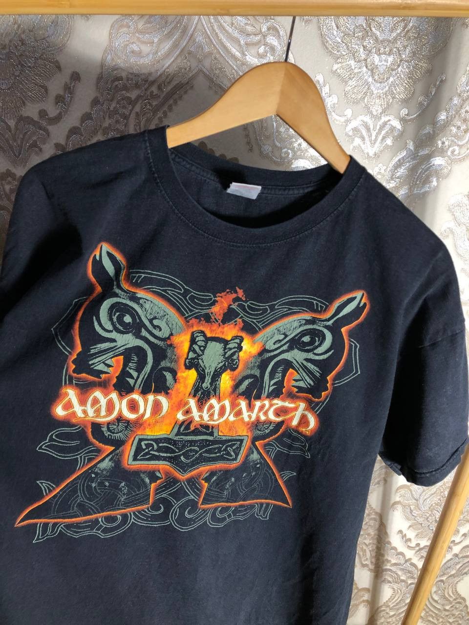 Band Tees × Vintage VERY RARE AMON AMARCH DOUBLE PRINTED BIG LOGO ROCK T-SHIRT Size US XXL / EU 58 / 5 - 2 Thumbnail