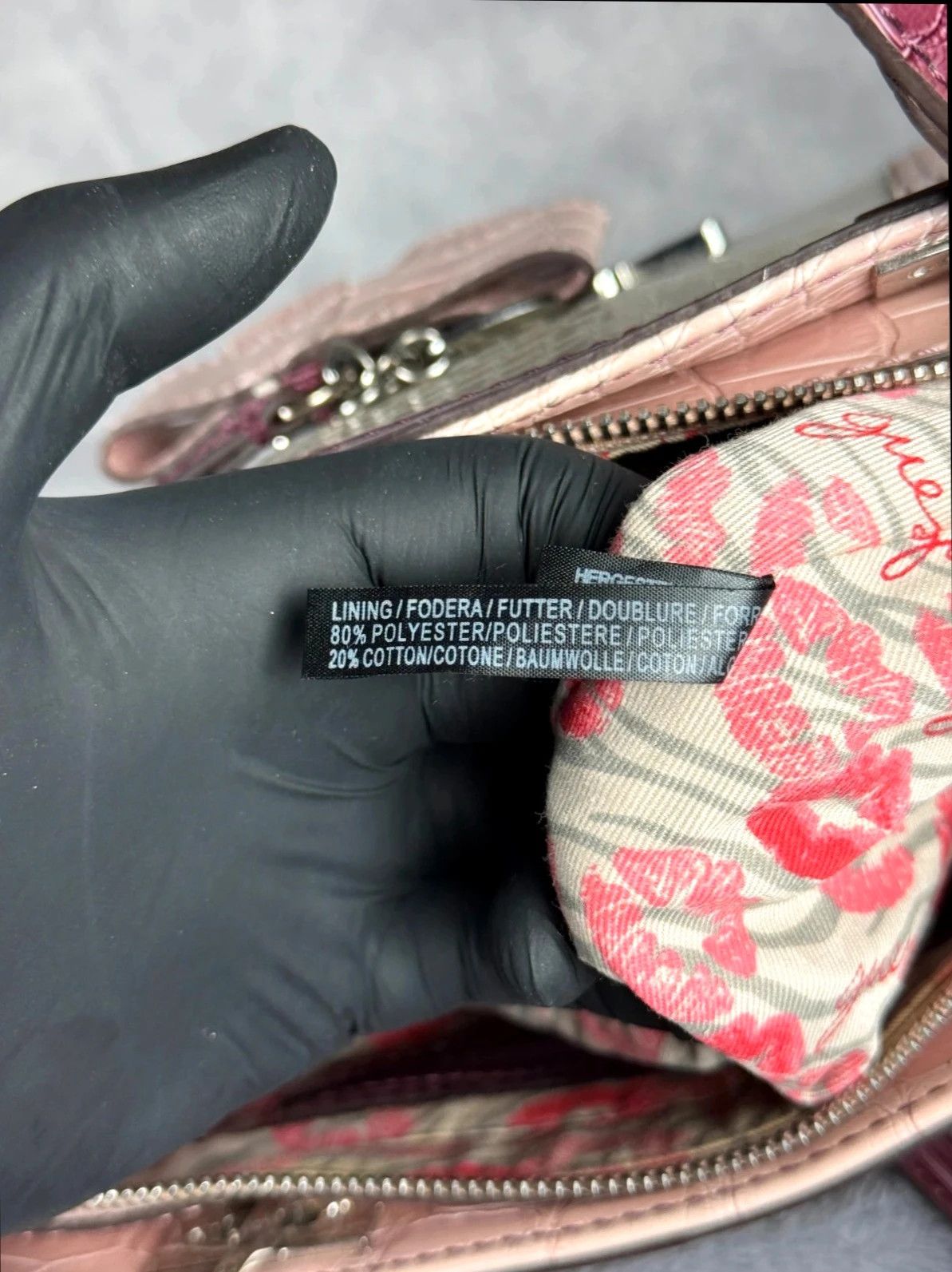 Guess Guess Handbag Pink Purple Croc Pattern Buckle Size ONE SIZE - 13 Thumbnail