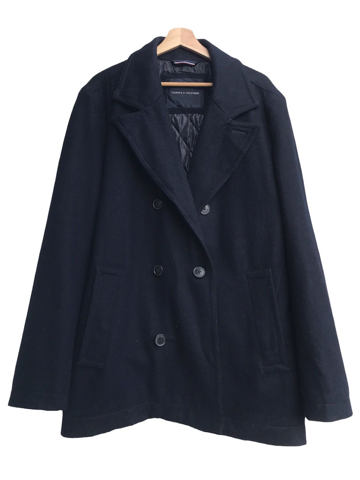 Designer × Tommy Hilfiger Tommy Hilfiger Navy Wool Blend Double Breasted Walker Coat Size US XL / EU 56 / 4 - 1 Thumbnail