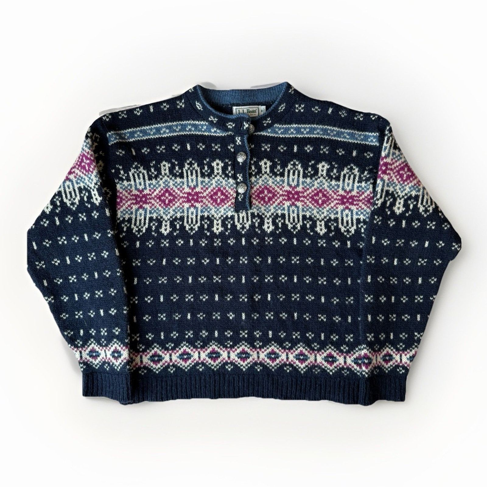 L.L. Bean Vintage LL Bean Nordic Sweater Women's Medium Blue Wool Size M / US 6-8 / IT 42-44 - 1 Thumbnail