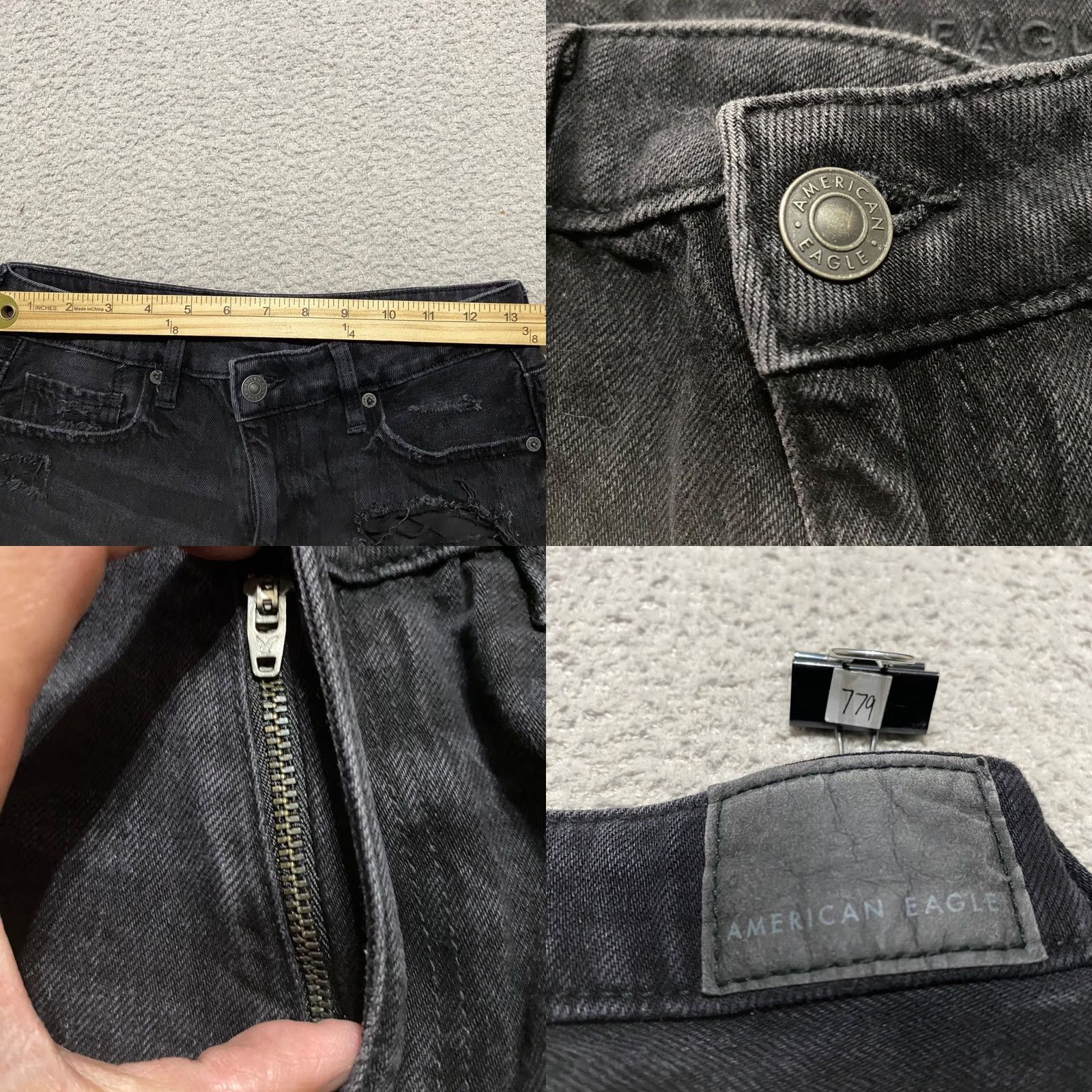 American Eagle Outfitters American Eagle Outfitters Womens 4 Jean Shorts Faded Black Denim High Rise Mom 90s Grunge Size 27" / US 4 / IT 40 - 8 Thumbnail