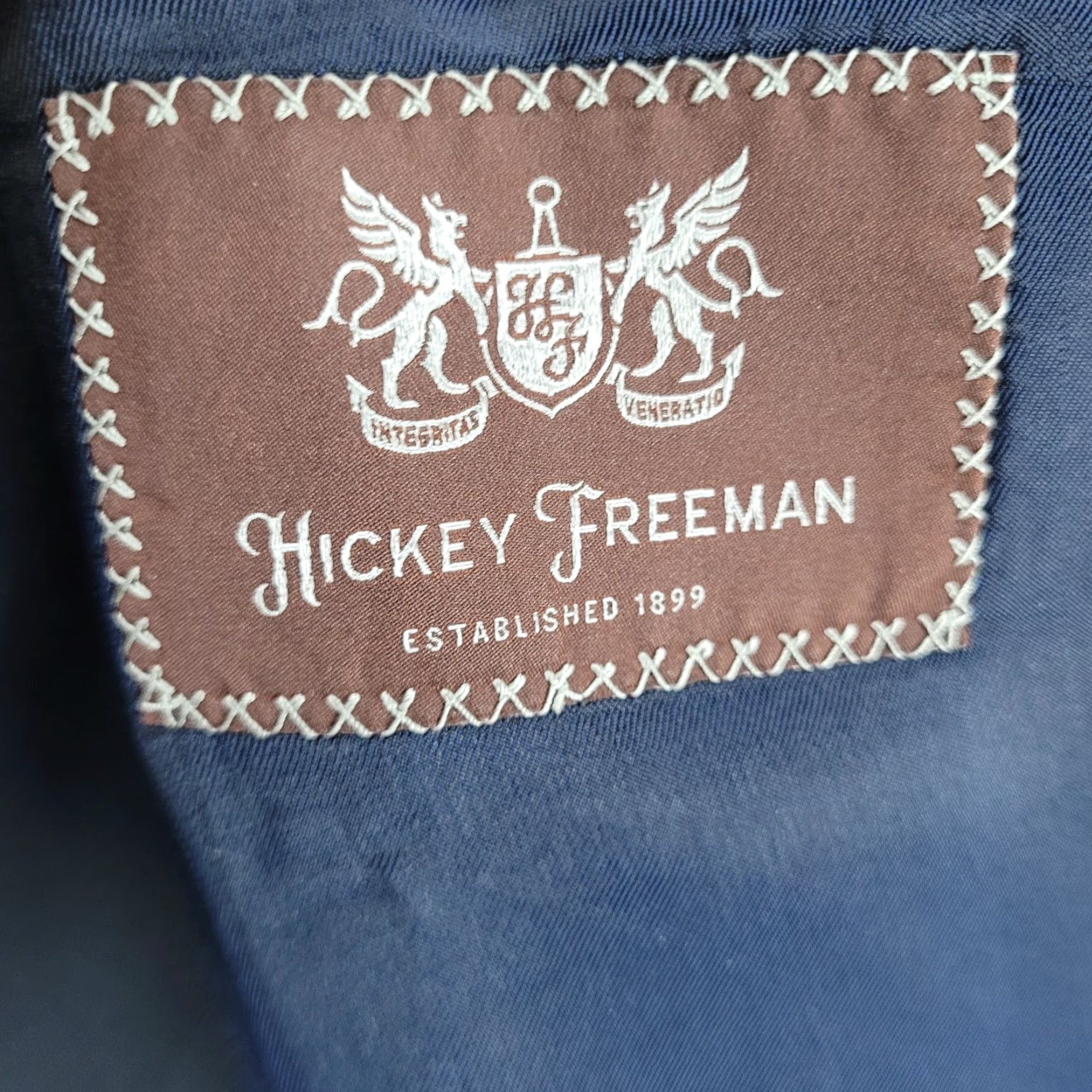Vintage VINTAGE Hickey Freeman Navy 100% Wool Super 140's 2 Button Blazer Sport Coat USA 44R Size 44R - 3 Thumbnail