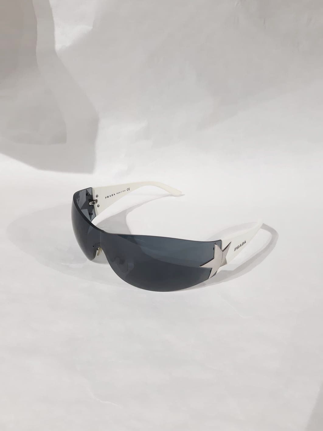 Prada Chrome Star White Sunglasses Vintage early 2000's Y2K Size ONE SIZE - 2 Thumbnail