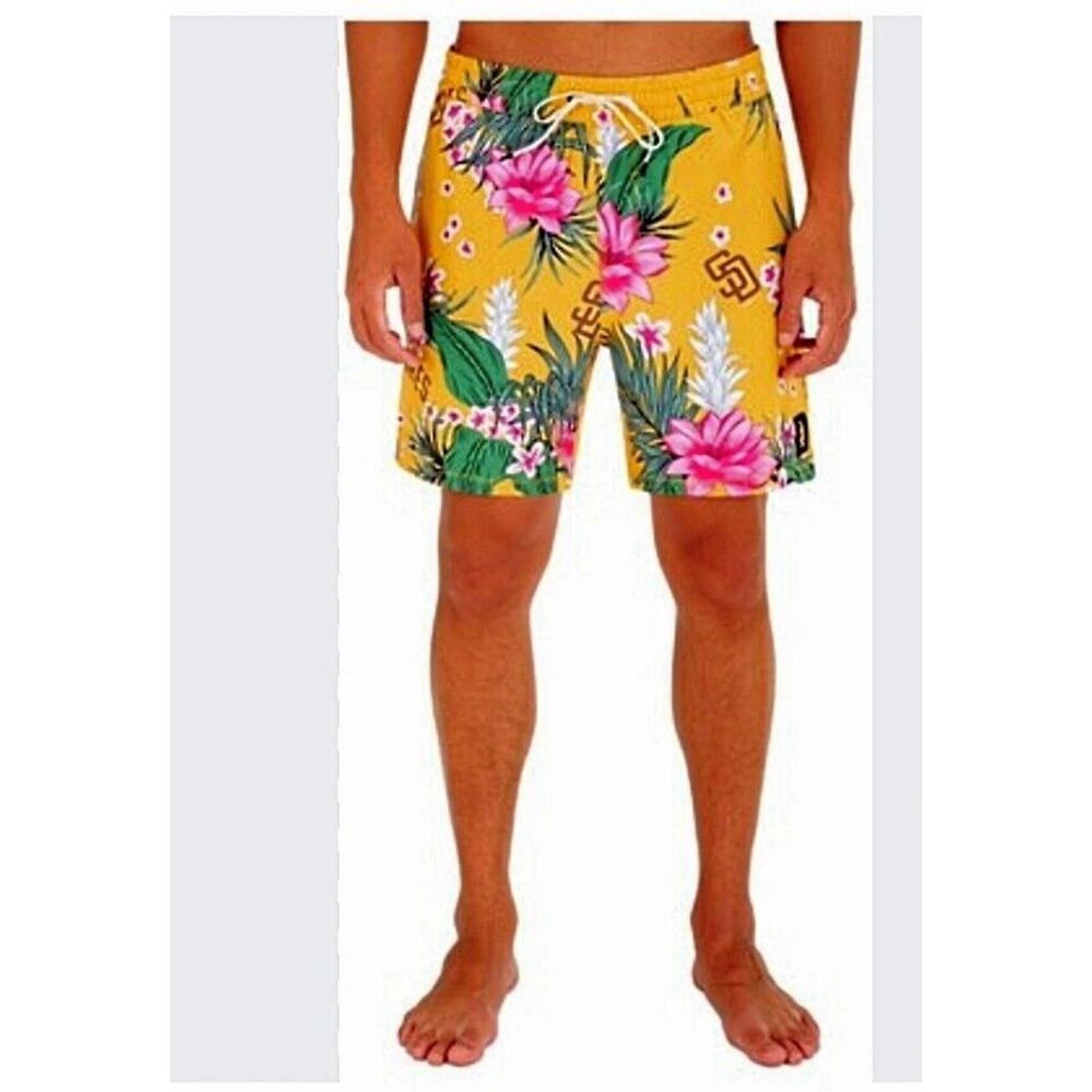 Hurley Hurley MLB Swim Trunks PADRES Mens 36 Yellow Tropical Floral Size US 36 / EU 52 - 11 Thumbnail