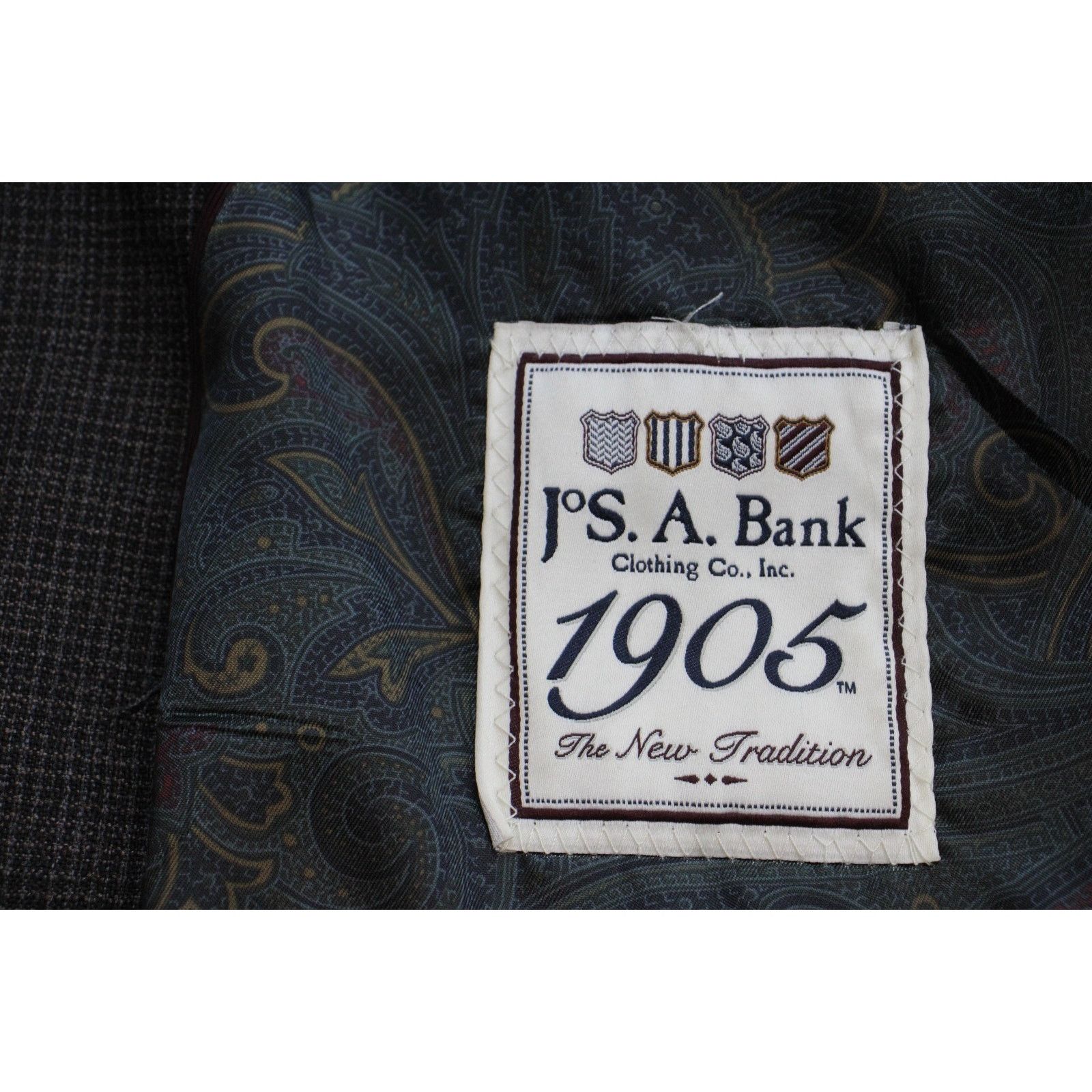 Jos. A. Bank Jos A Bank 1905 Blazer Mens 44L Brown Microcheck 100% Wool Size 44L - 6 Thumbnail