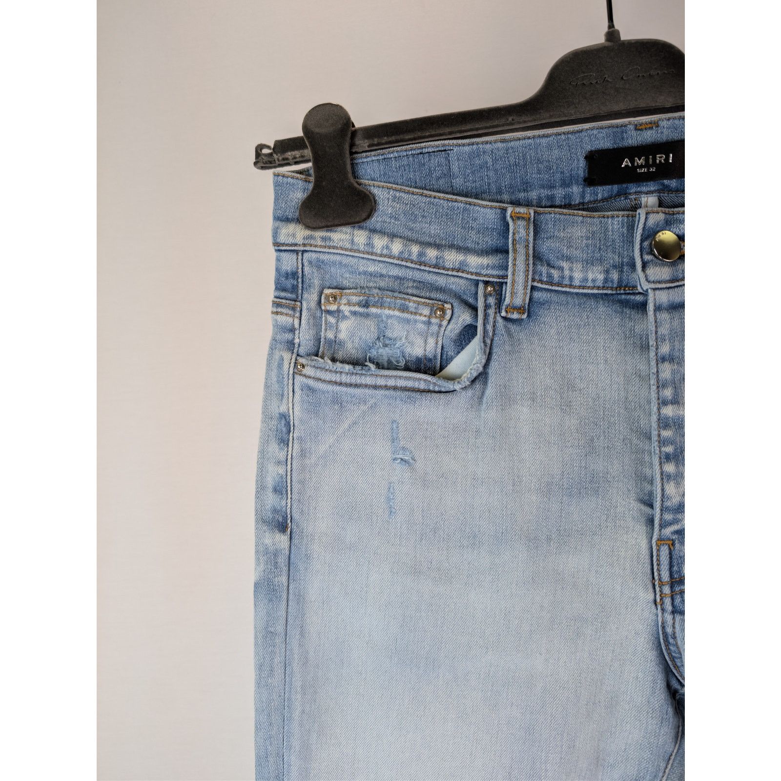 Amiri o1rshd1 Zig Zag Jean Denim Jeans in Light Indigo Size US 32 / EU 48 - 6 Thumbnail