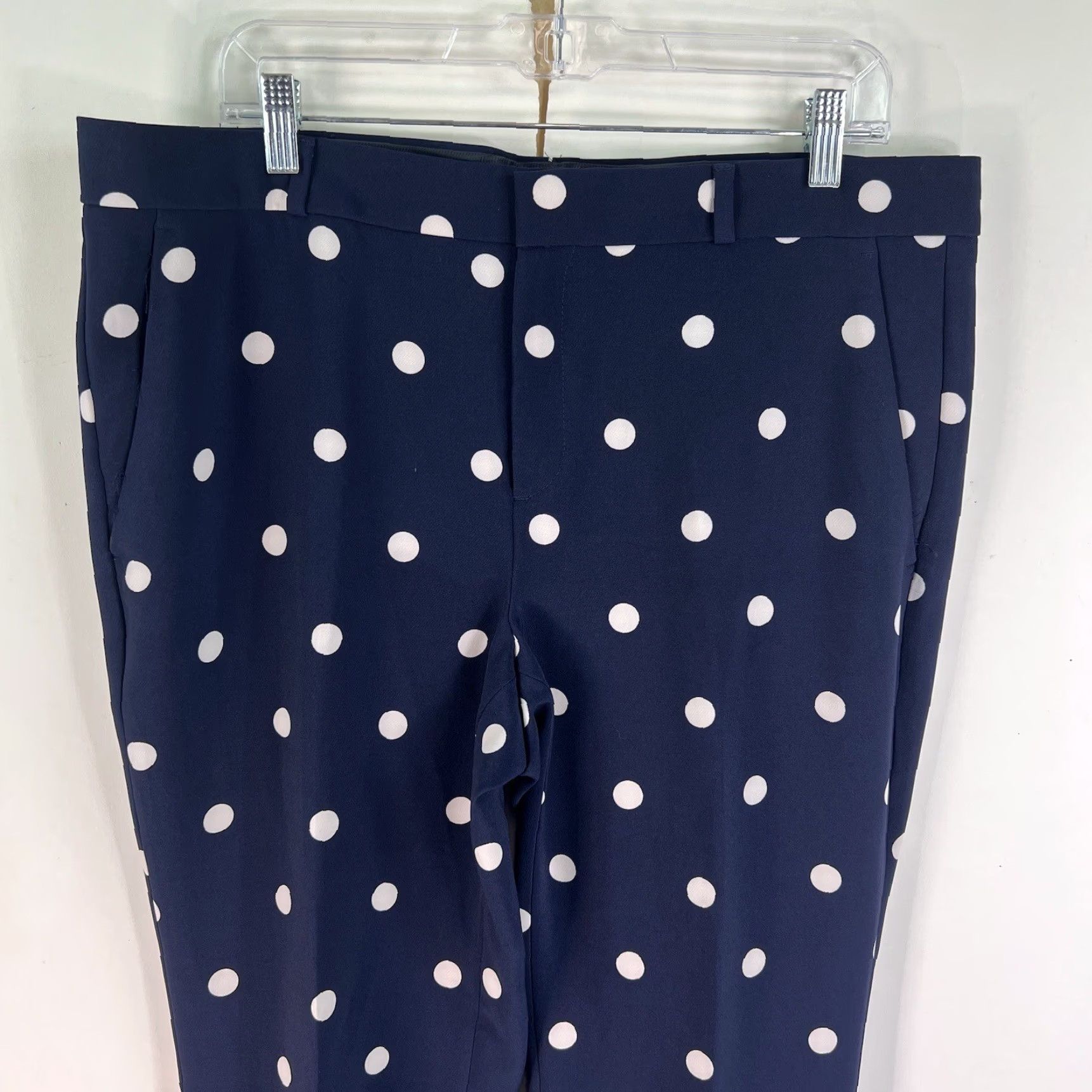 Banana Republic Banana Republic Polka Dot Dress Pants Women 14 Navy White Pockets 38X28 Straight Front High Rise Relaxed Size 36" / US 14 / IT 50 - 2 Thumbnail