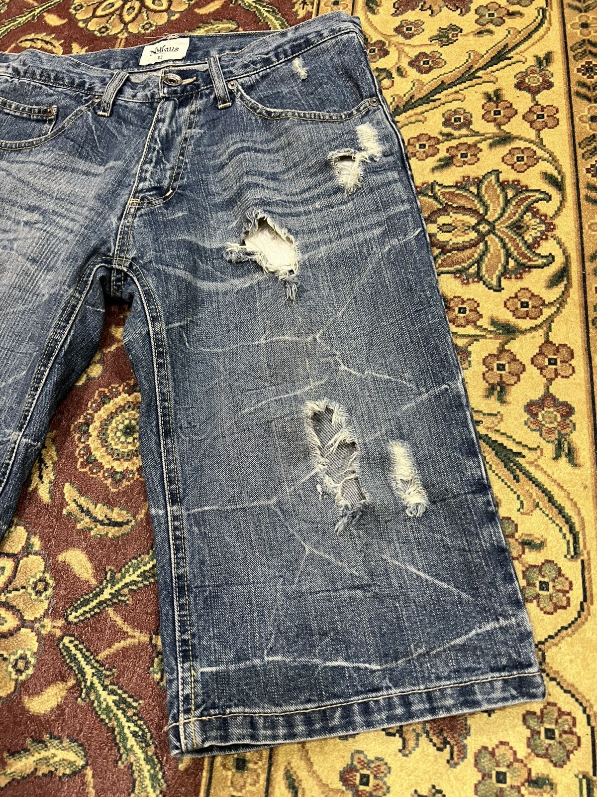 Japanese Brand Nylaus Clothing Distress Short Jean Size US 31 - 8 Thumbnail