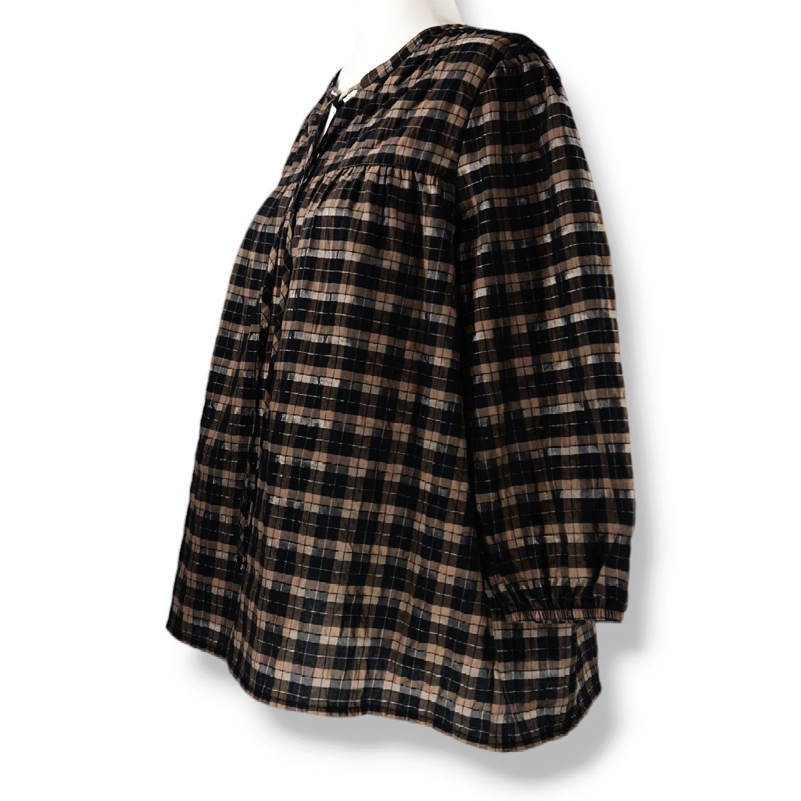 Barbour NWT Barbour Lorelie Plaid Popover Top Sz. 12 Praline Check Size XL / US 12-14 / IT 48-50 - 1 Thumbnail