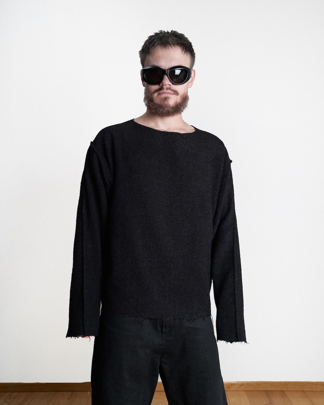 image of Handcrafted x Individual Designer Nktrmnv Wool Boucle Sweatshirt in Black, Men's (Size Medium)