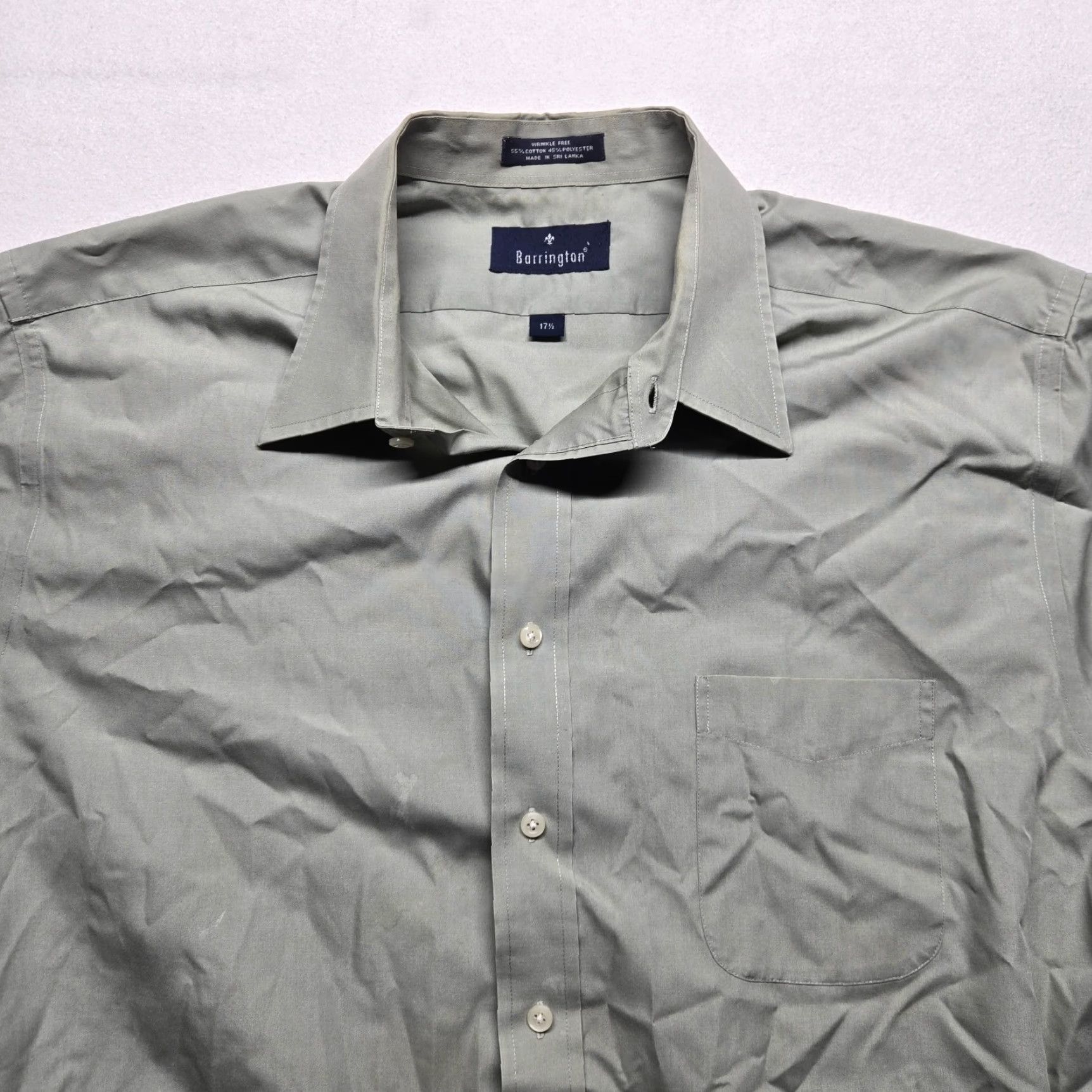 Vintage Barrington Gray Long Sleeve Button Up Dress Shirt Adult Men's 17.5 Wrinkle Free Classic Fit Size US XL / EU 56 / 4 - 2 Thumbnail