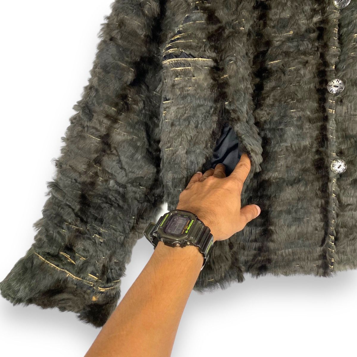 Balmain × Vintage VINTAGE BALMAIN PARIS RABBIT FUR & SILK REVERSIBLE JACKET Size L / US 10 / IT 46 - 5 Thumbnail