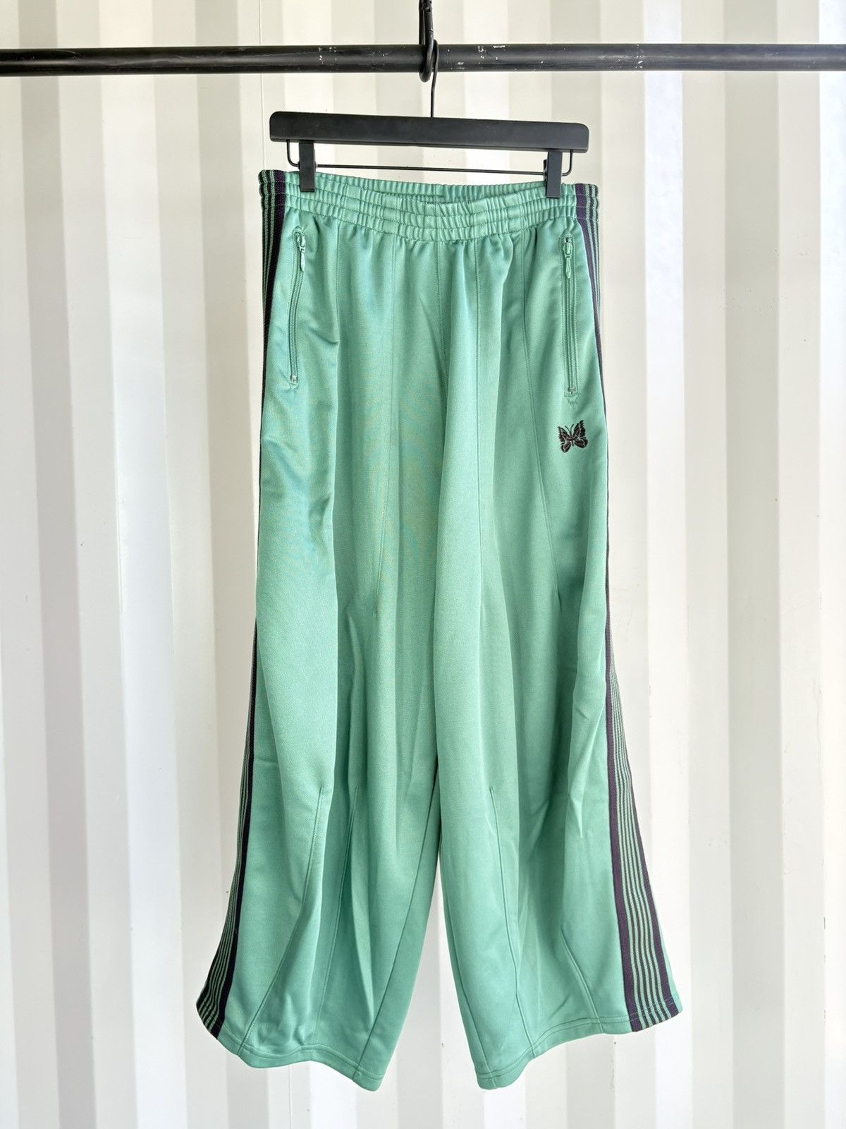 Pre-owned Needles Hd Wide Leg Track Pants In Green