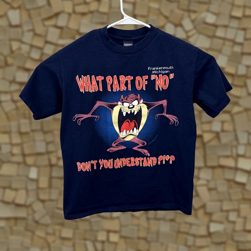 Vintage VINTAGE 1996 Taz T Shirt What Part of No Dont You Understand Large Print T-Shirt Men L Blue Cotton Graphic Print 90s Cartoon USA Hoodie? Size US L / EU 52-54 / 3 - 1 Thumbnail