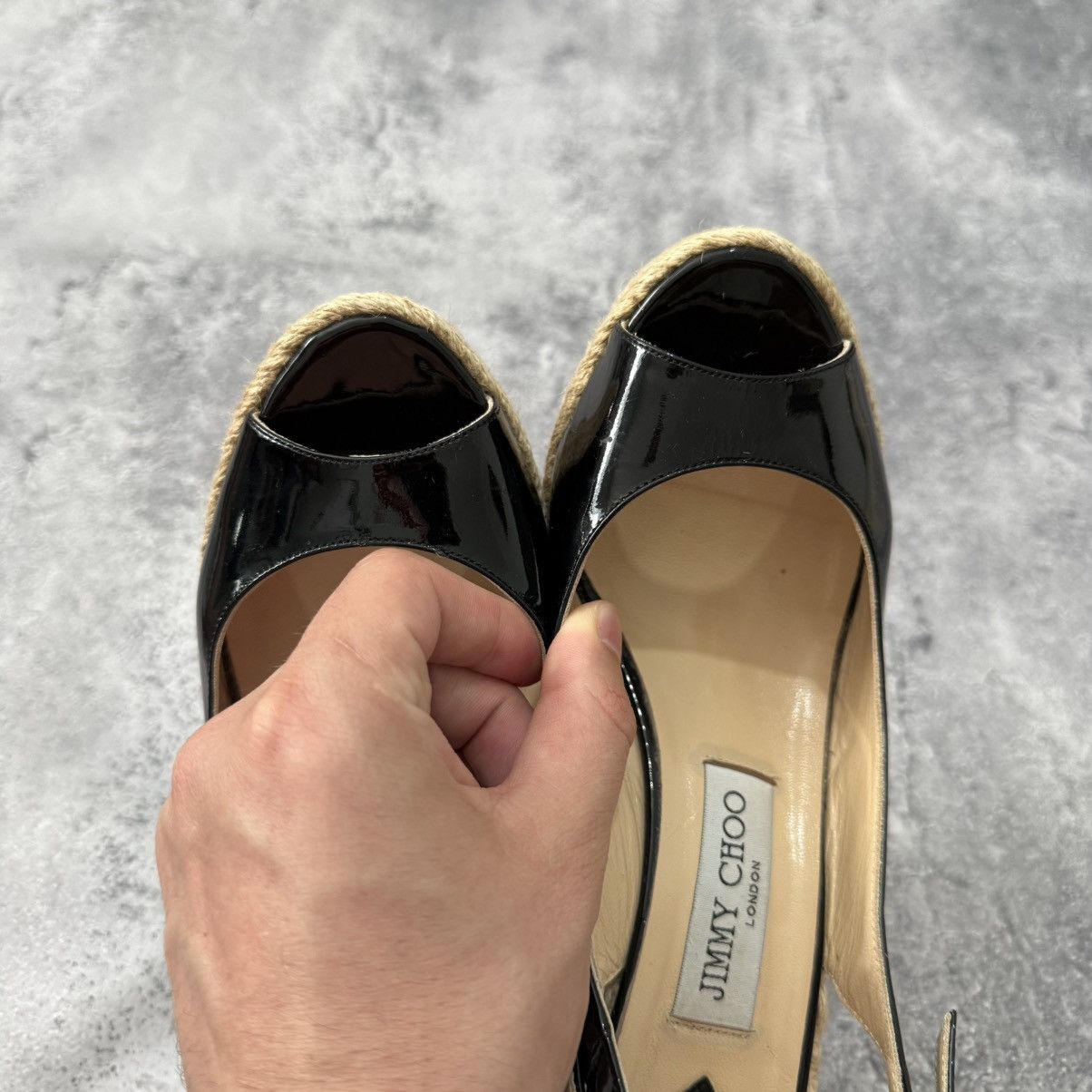 Jimmy Choo Jimmy Choo Polar Patent Platform Espadrille Heel Sandals Size US 7.5 / IT 37.5 - 25 Thumbnail