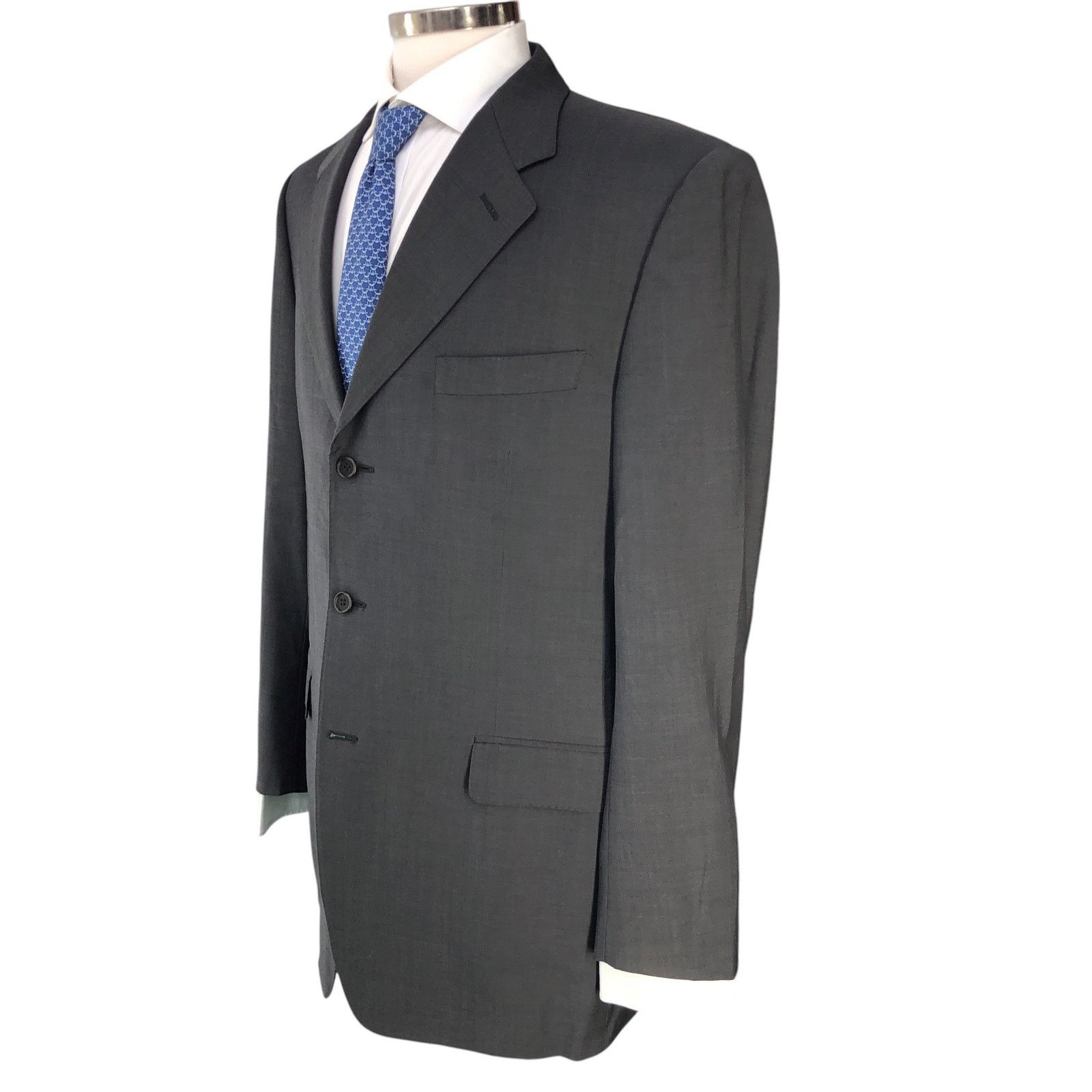 Canali Canali Size IT 52 US 42L Sport Coat Super 120s Wool Charcoal Size 42L - 6 Thumbnail
