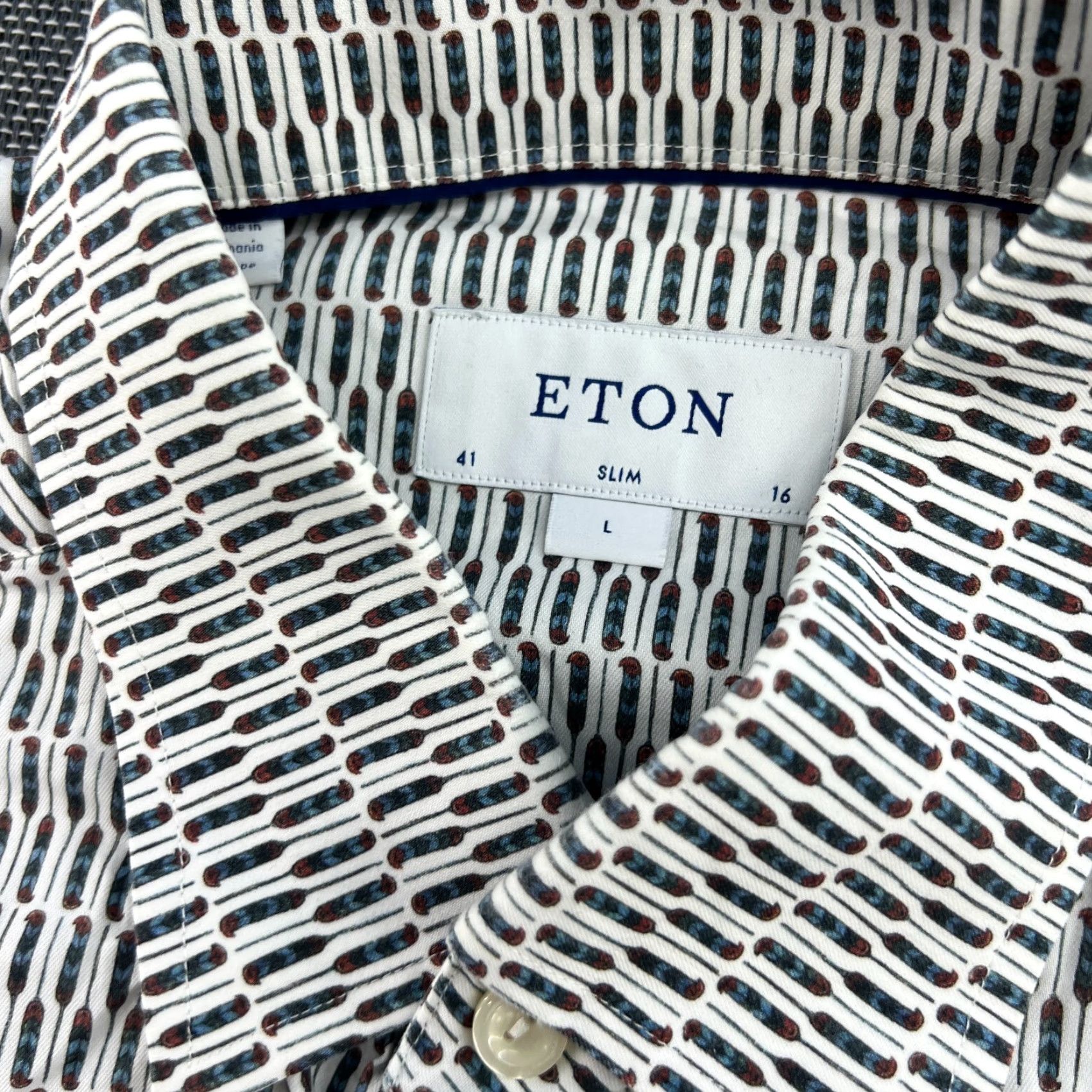 Eton ETON Mens Button Up Shirt Size 41 Large 16 Geometric Long Sleeve Slim Fit Button-Up Casual Mens Shirt Size US L / EU 52-54 / 3 - 4 Thumbnail