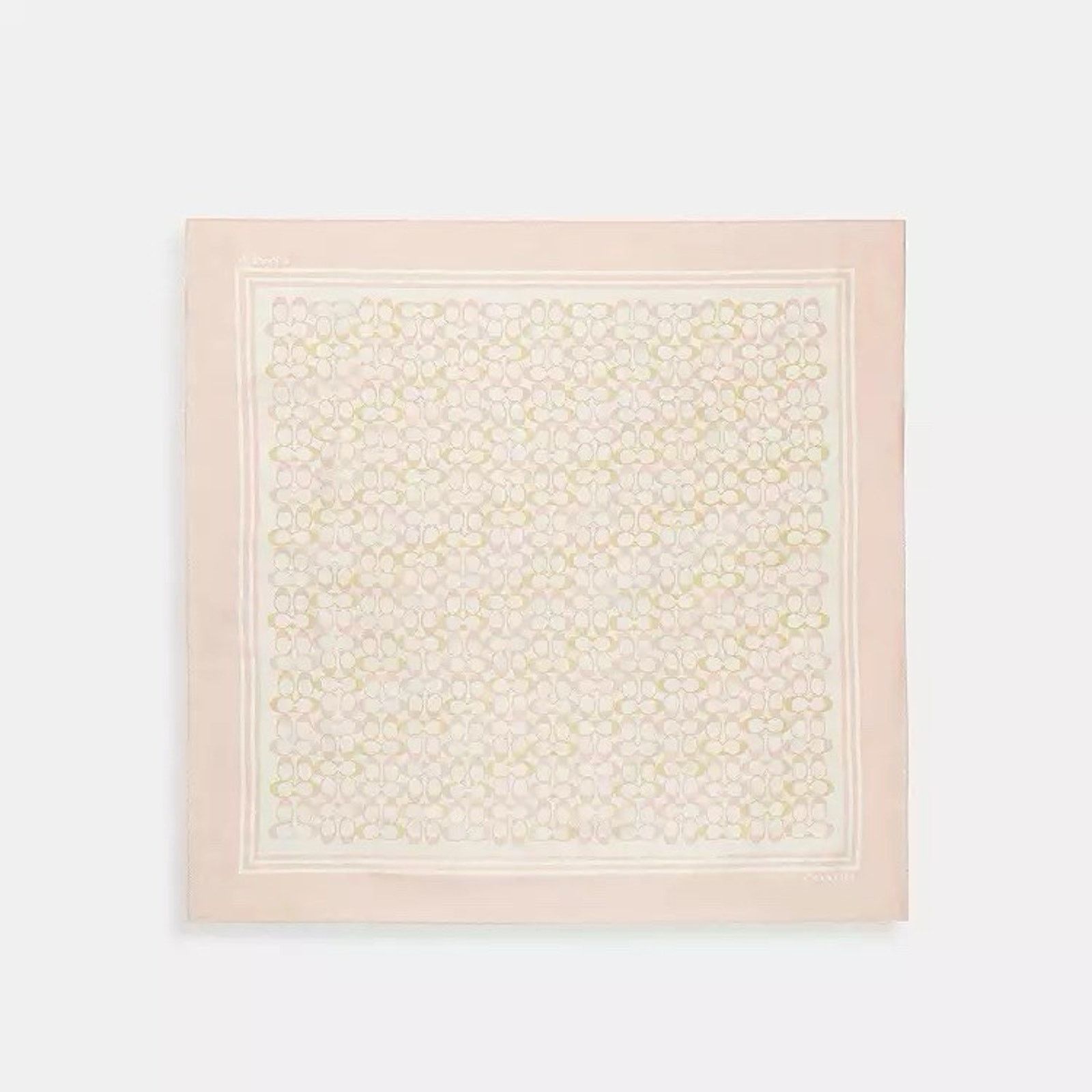 Coach NWT Coach Signature Silk Square Scarf Chalk/Pink CEH52 Size ONE SIZE - 7 Thumbnail