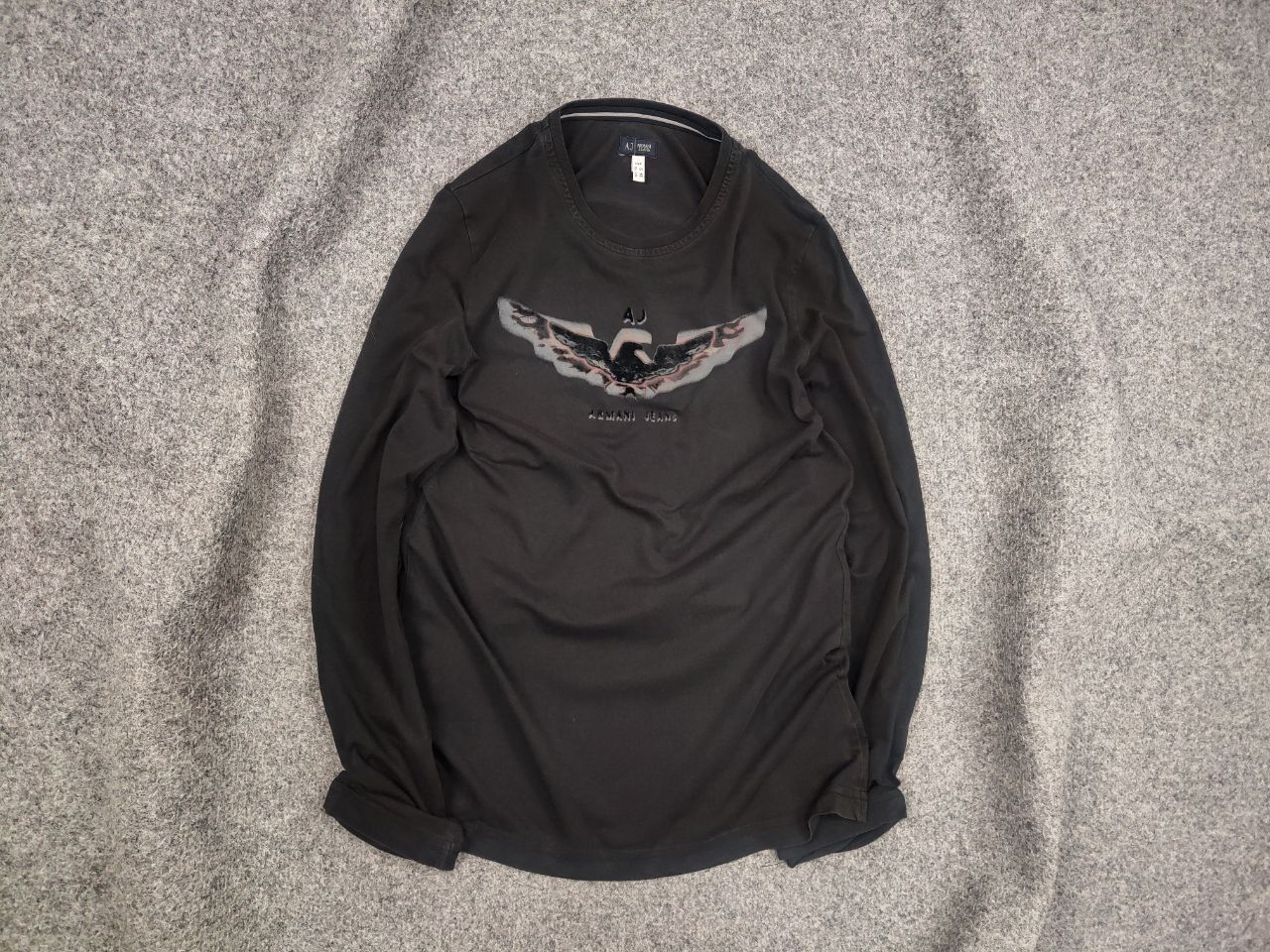 Armani Vintage armani jeans Big Logo Faded Long Sleeve Y2K Style Size US S / EU 44-46 / 1 - 1 Thumbnail