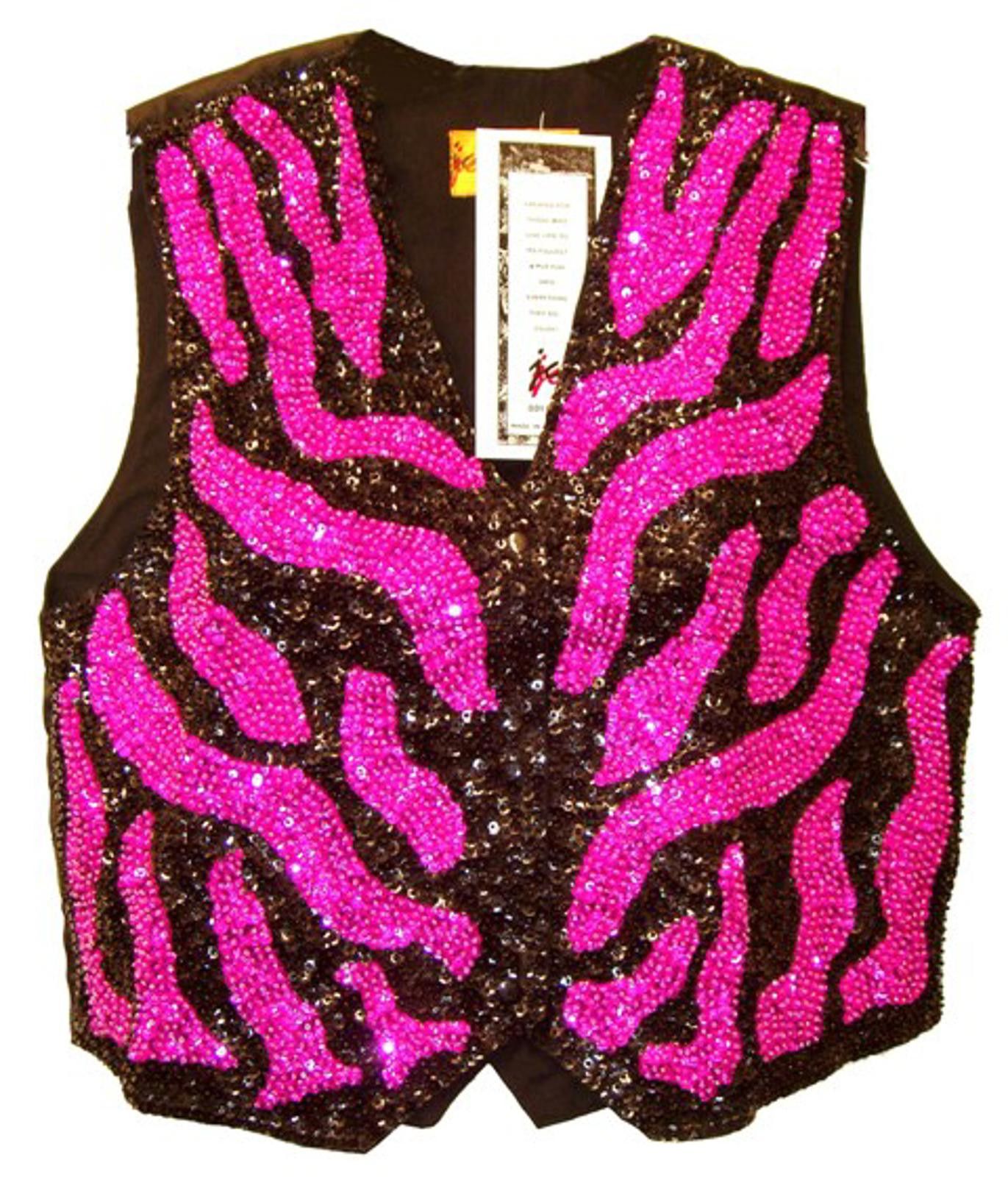 Designer Sequin Vest BLACK FUSHIA Zebra Combination Size ONE SIZE - 1 Preview