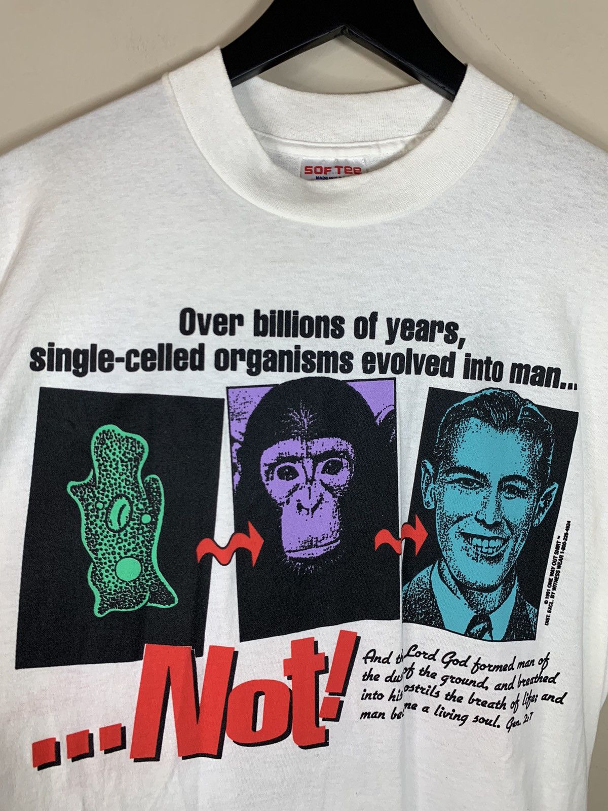 Vintage *RARE* Vintage 1991 God Creation Jesus Evolution Art T-Shirt Size US L / EU 52-54 / 3 - 3 Thumbnail