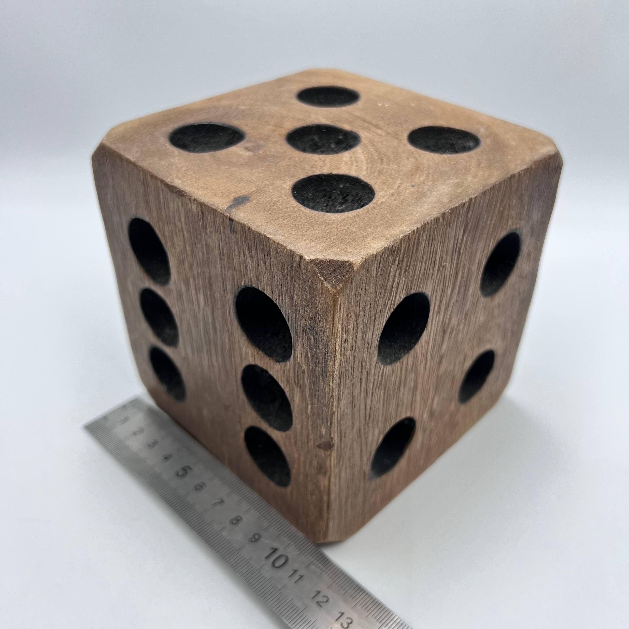 Vintage Handmade Large Wooden Dice Rustic Cube Decor Collectible Size ONE SIZE - 10 Thumbnail