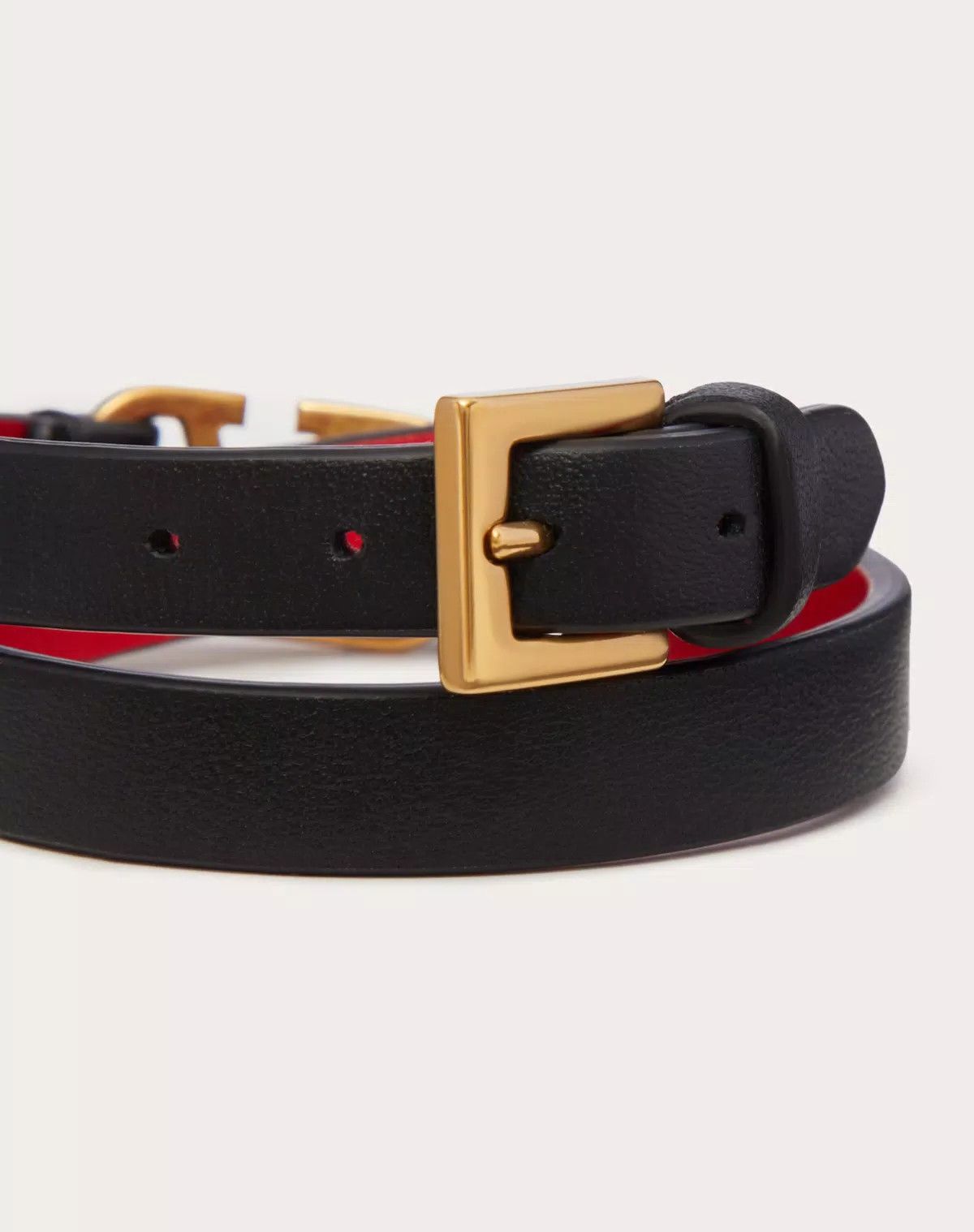 Valentino oc11z0725 Size:OS/Double-Strap Bracelet In Calfskin in Black Size ONE SIZE - 4 Thumbnail