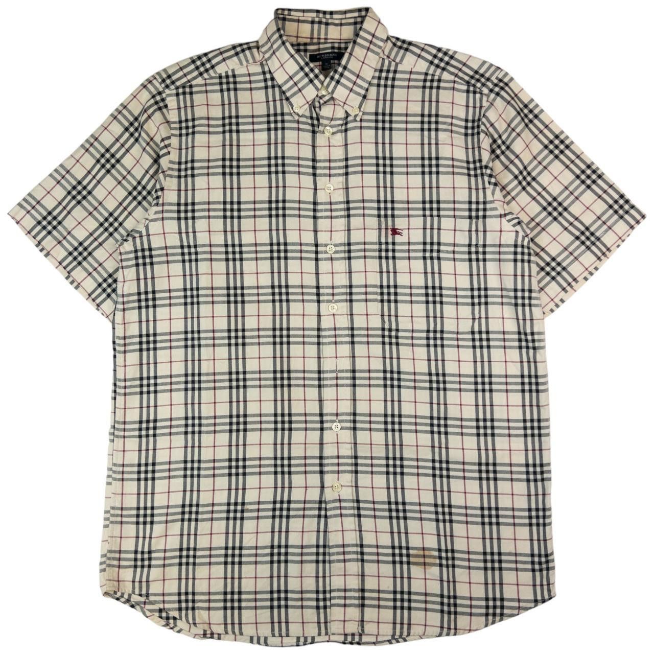 Vintage Burberry Check Button Up Short Sleeve Shirt Size M