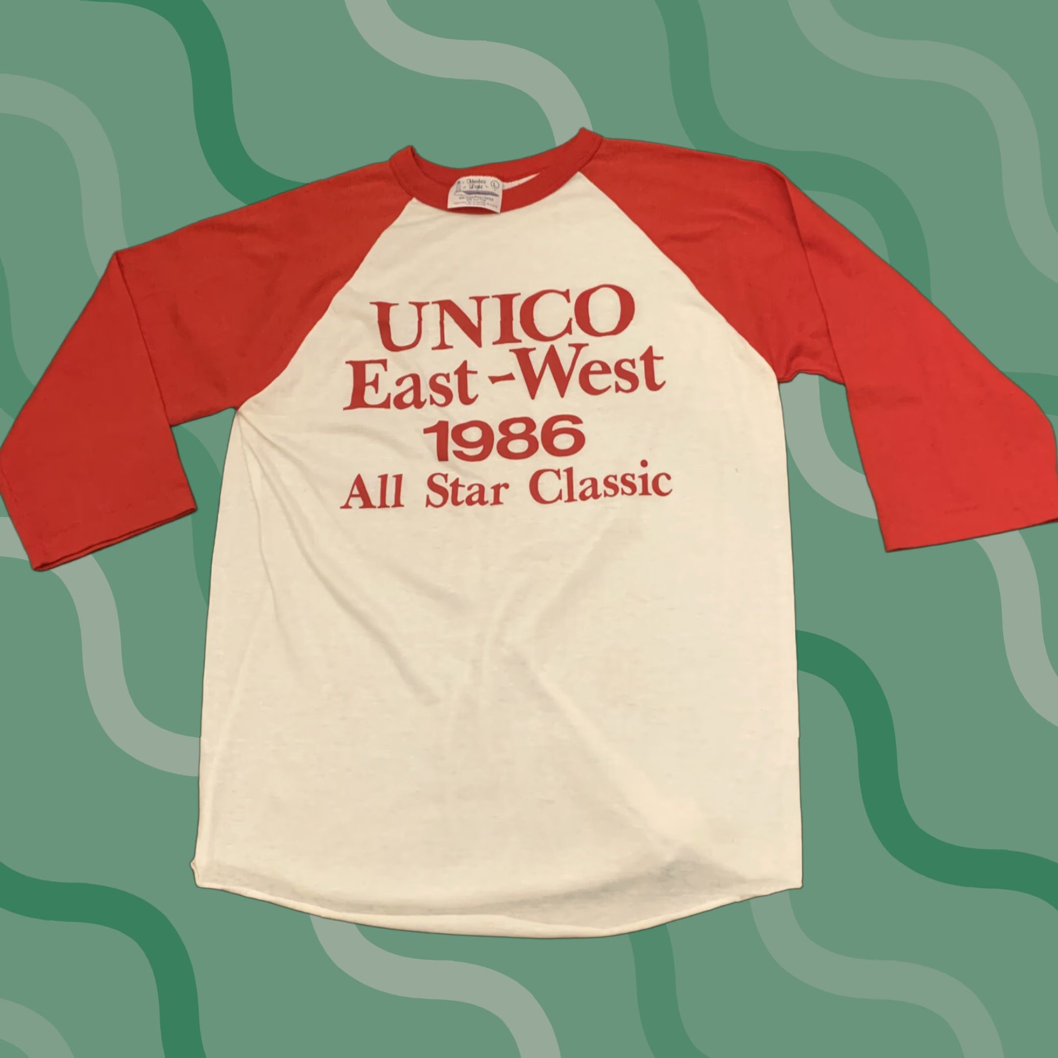 Vintage VINTAGE 1986 UNICO East West All Star Classic Baseball T Shirt M Size L Red White Harbor Light Mens Classic Fit Size US L / EU 52-54 / 3 - 1 Thumbnail