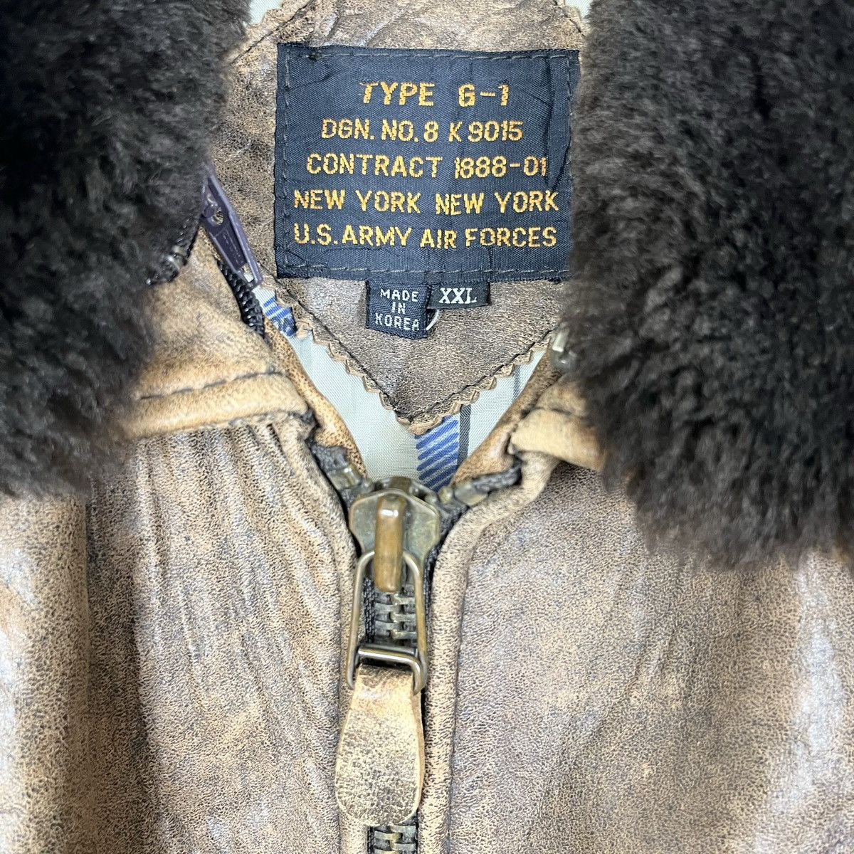 Vintage Vintage Military USAF US Army Bomber Flight Leather Jacket Size US XL / EU 56 / 4 - 5 Thumbnail