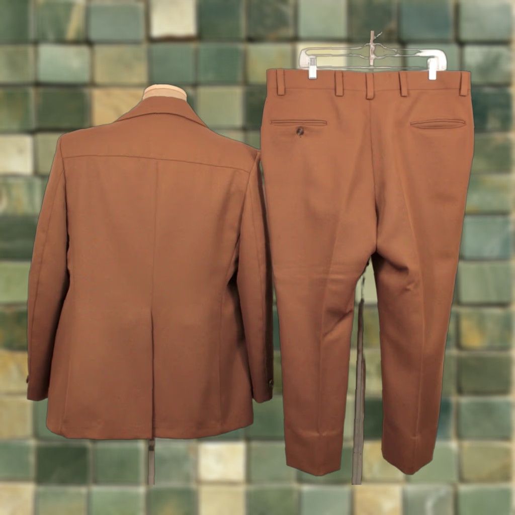 Vintage VINTAGE Darwood Leisure Suit Shirt 70s Brown Mens L 1970s Disco Polyester Size 42R - 1 Thumbnail