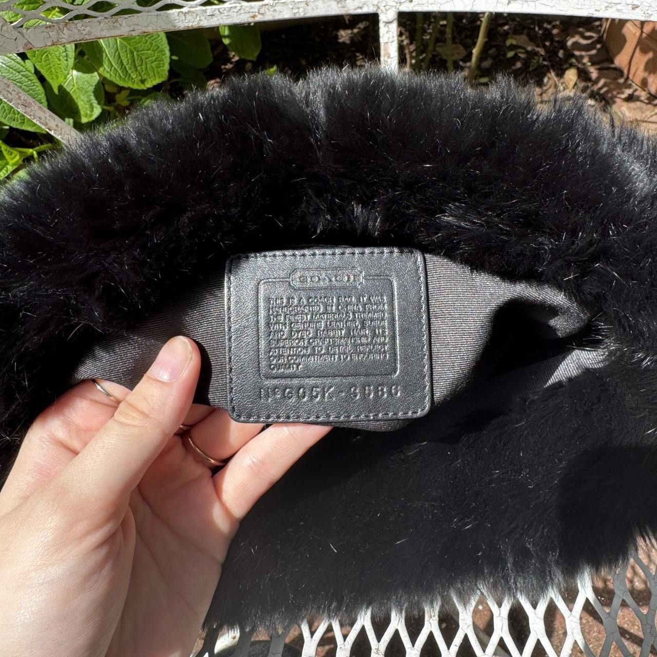 Coach Y2K Nylon Black Coach Bag with Rabbit Fur Trim Size ONE SIZE - 7 Thumbnail