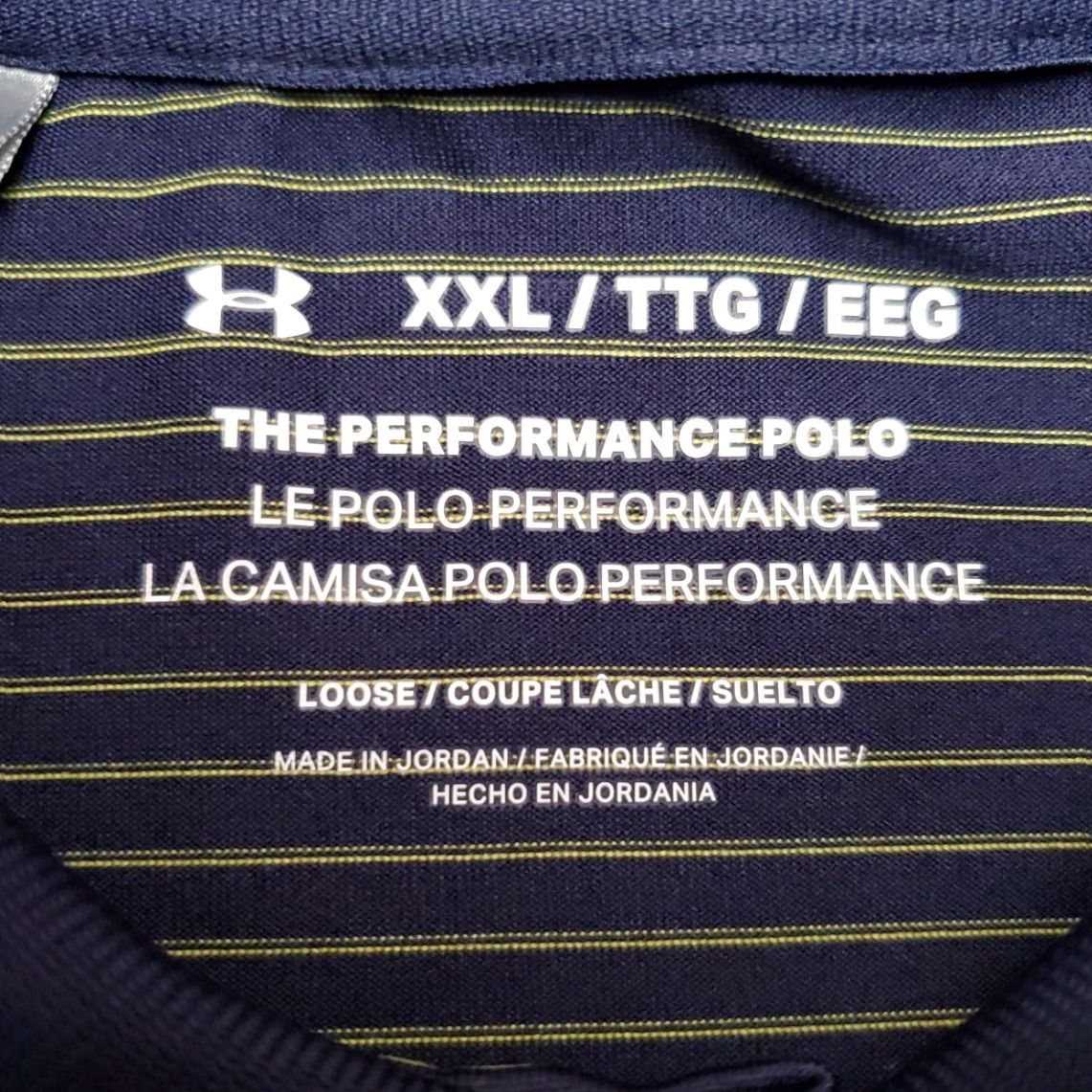 Under Armour Under Armour Polo Shirt Mens XL Navy Blue Striped Performance Golf Loose Fit Shirt Size US XL / EU 56 / 4 - 3 Thumbnail