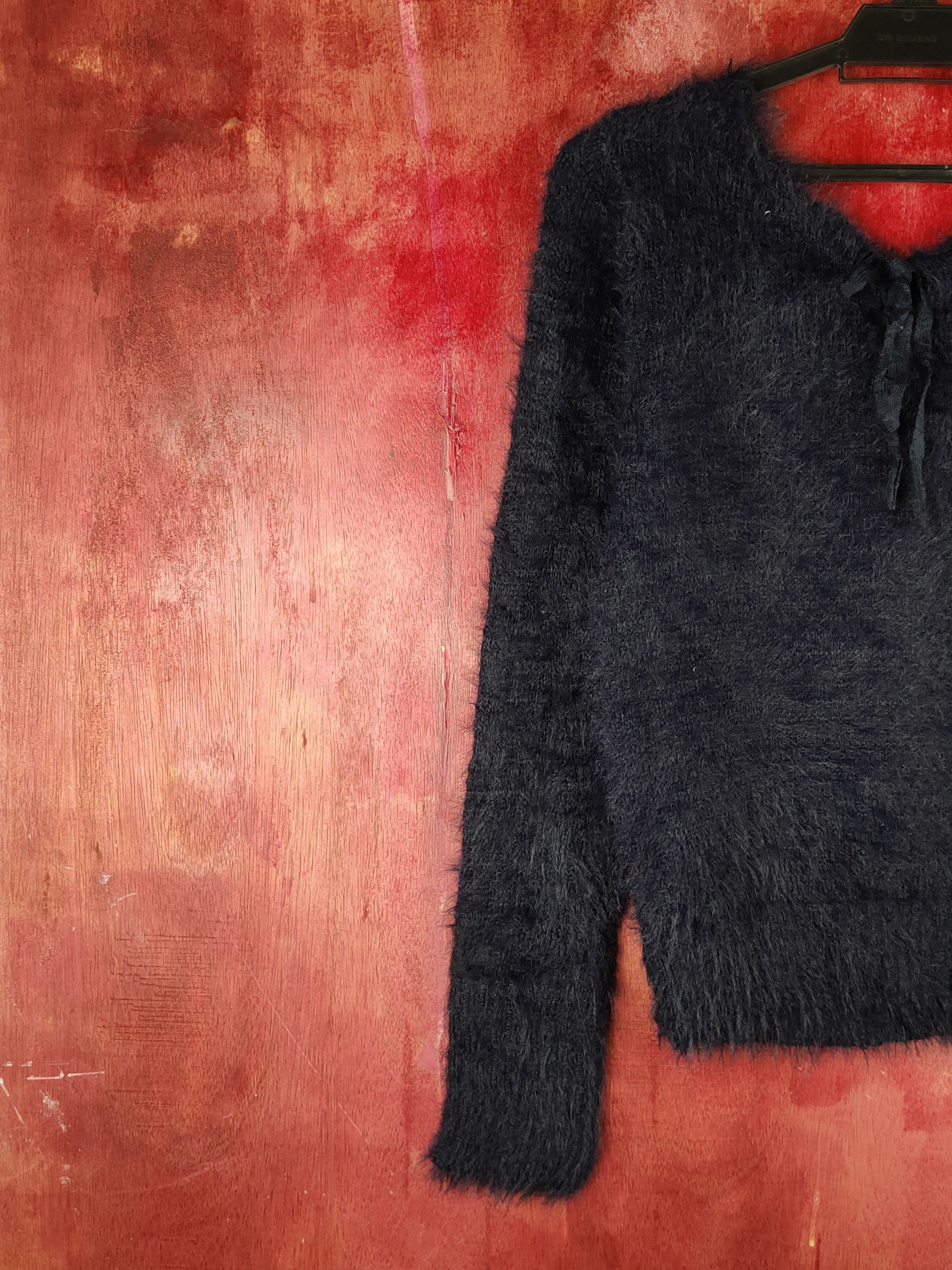 Homespun Knitwear Emporium Navy Shag Shaggy Fur Mohair Knitwear #S2168 Size L / US 10 / IT 46 - 9 Thumbnail