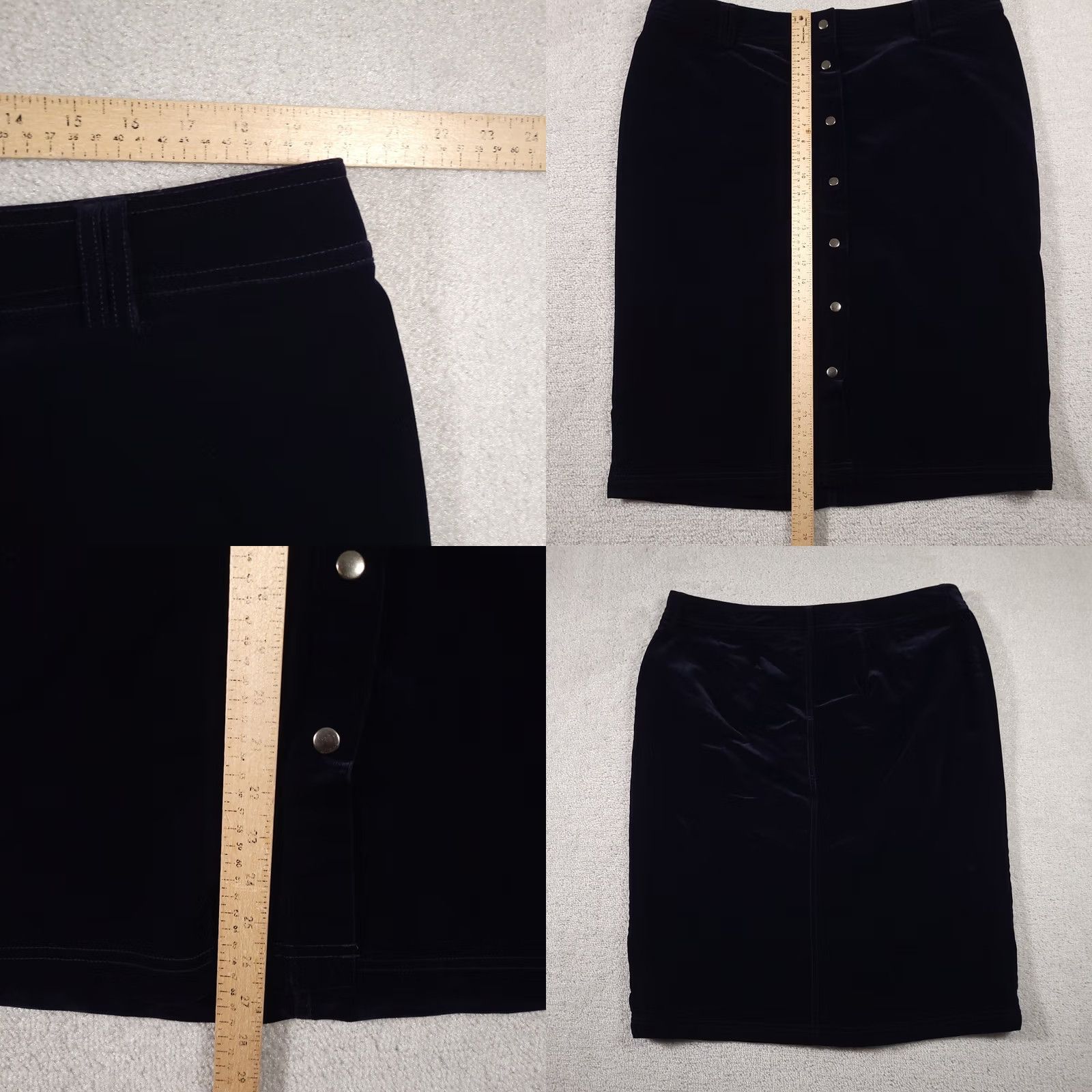 Vintage CJ Banks A-Line Skirt Women's 1X Blue Velour Midi Snap Close Business Size 40" / US 18 - 8 Thumbnail