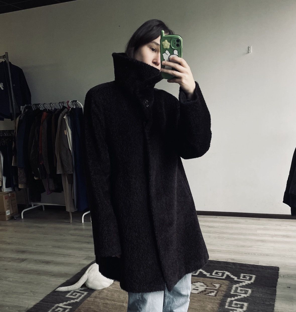 Max Mara × Weekend Max Mara Max Mara USA12/GB14 black alpaca/wool coat button up jacket Size XL / US 12-14 / IT 48-50 - 2 Thumbnail