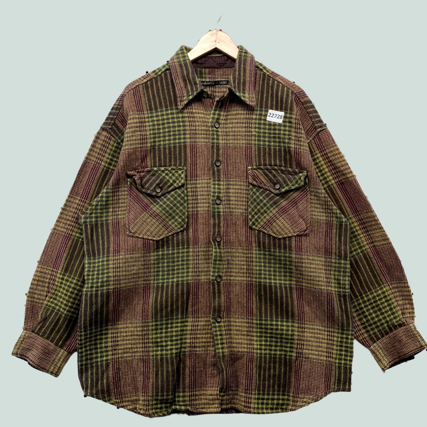 Vintage Hardwear By Silenzo Flannel Shirt Men XL Brown Knit Heavyweight Button Size US XL / EU 56 / 4 - 1 Thumbnail