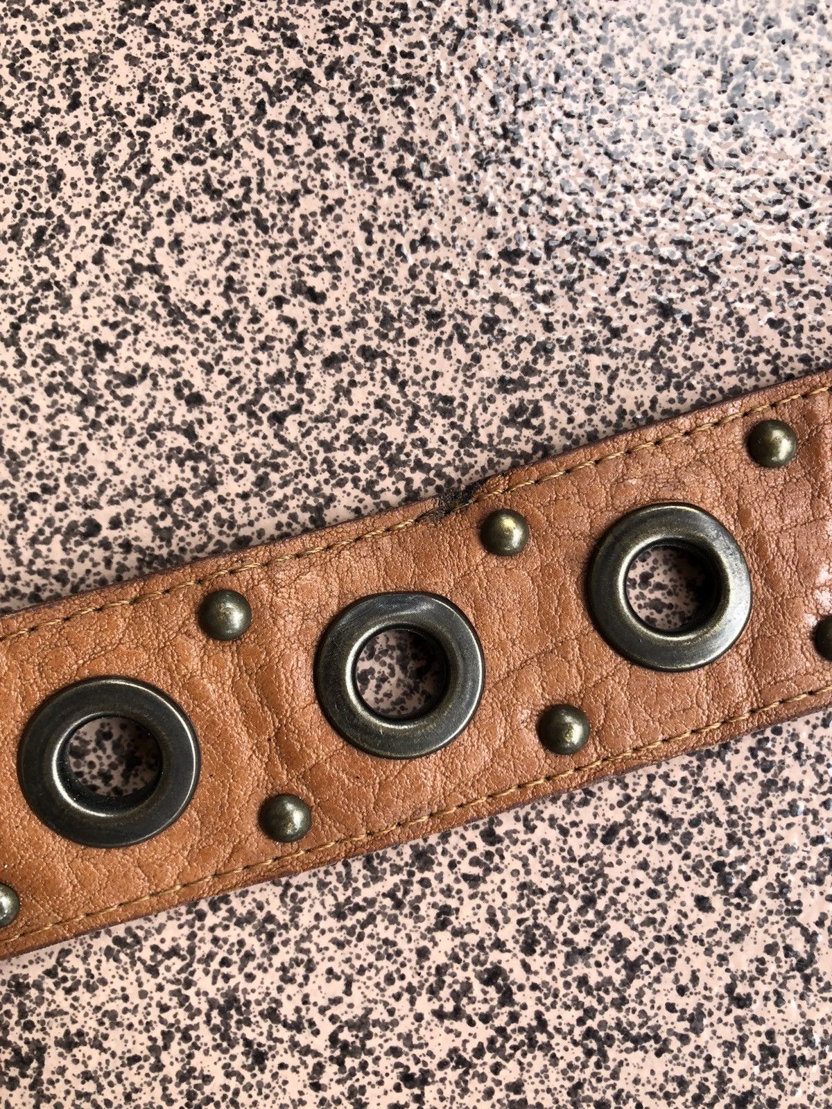 Japanese Brand Brown leather studded ring punk lgb if six was nine style Size ONE SIZE - 5 Thumbnail