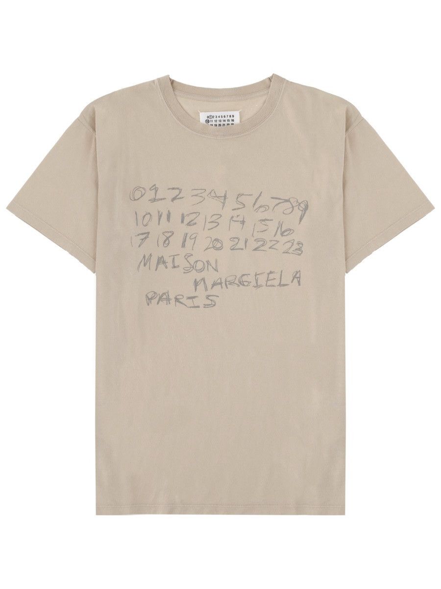 Maison Margiela MAISON MARGIELA T-SHIRT CON STAMPA - BEIGE Size L / US 10 / IT 46 - 1 Thumbnail