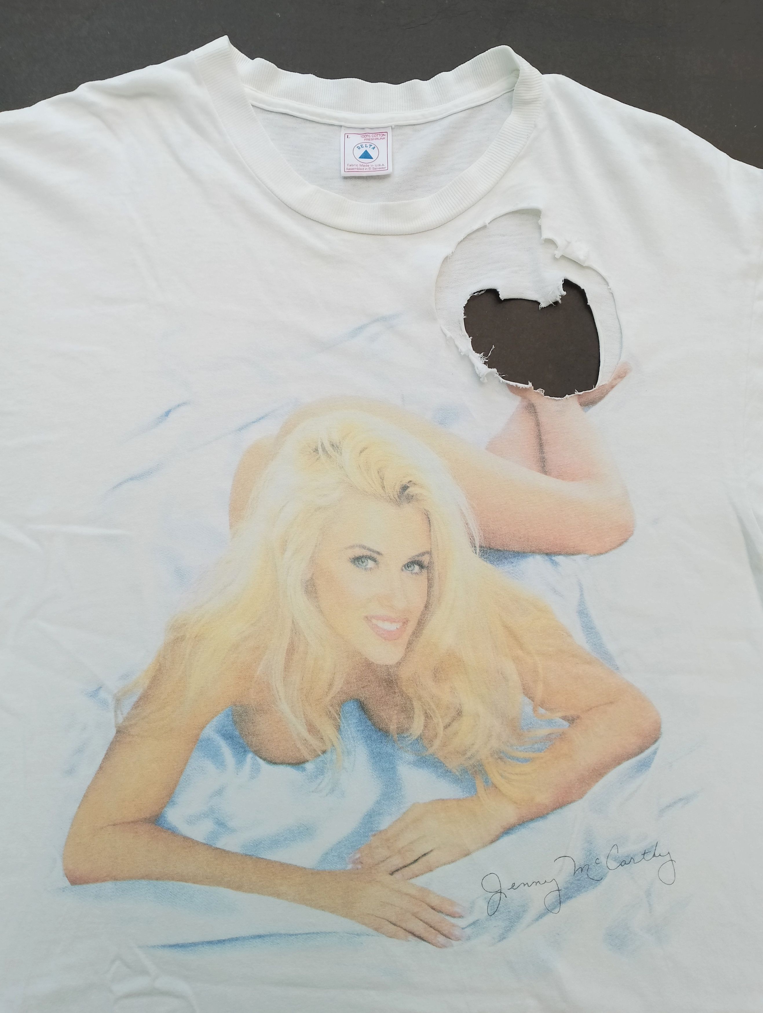 Playboy × Vintage Vintage 1996 Jenny McCarthy Playboy Promo T Shirt Size US L / EU 52-54 / 3 - 2 Thumbnail