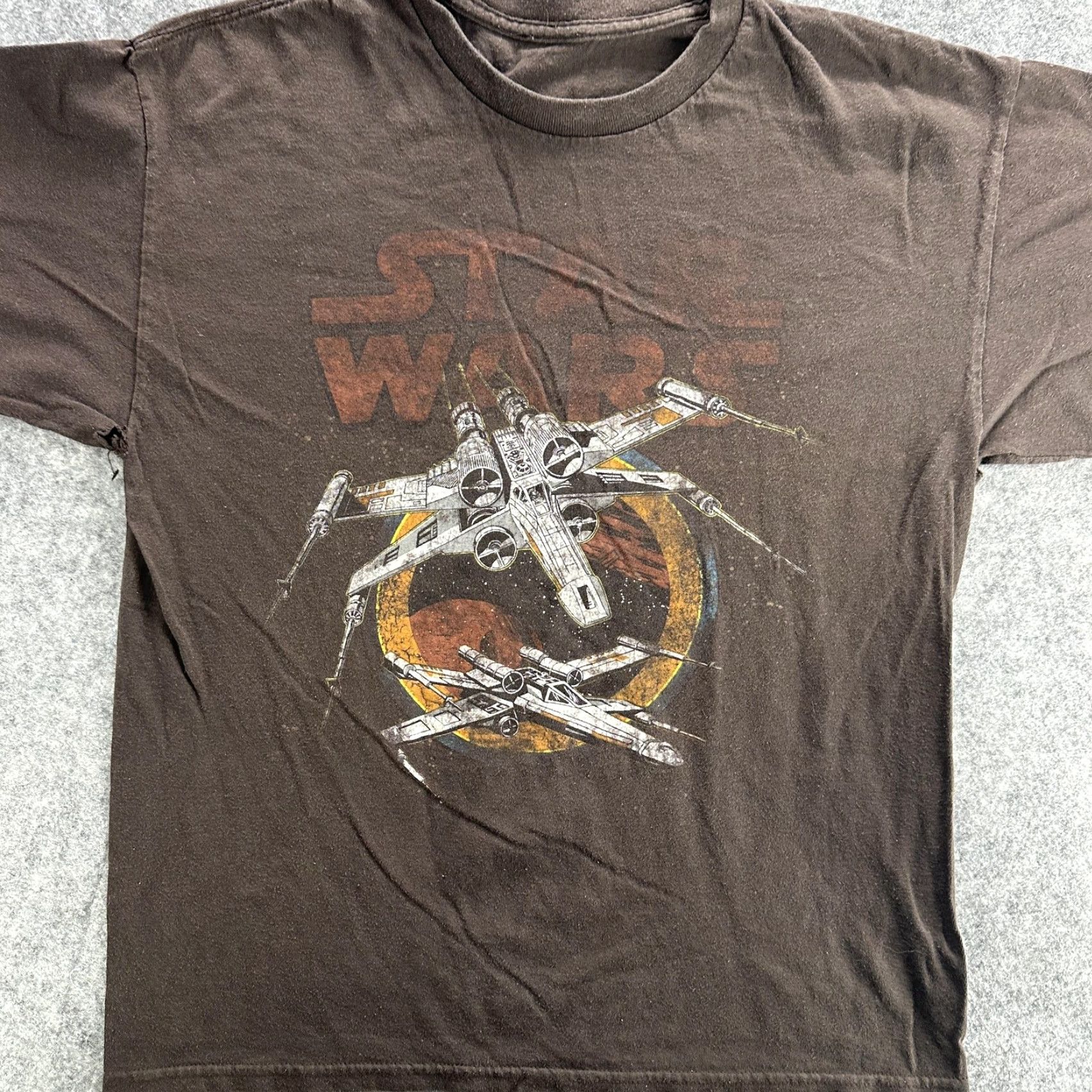 Star Wars VINTAGE Star Wars Mens Large T-Shirt Brown Graphic Print Rebel Alliance X-Wing Sci-Fi Movie Tee Size US L / EU 52-54 / 3 - 2 Thumbnail