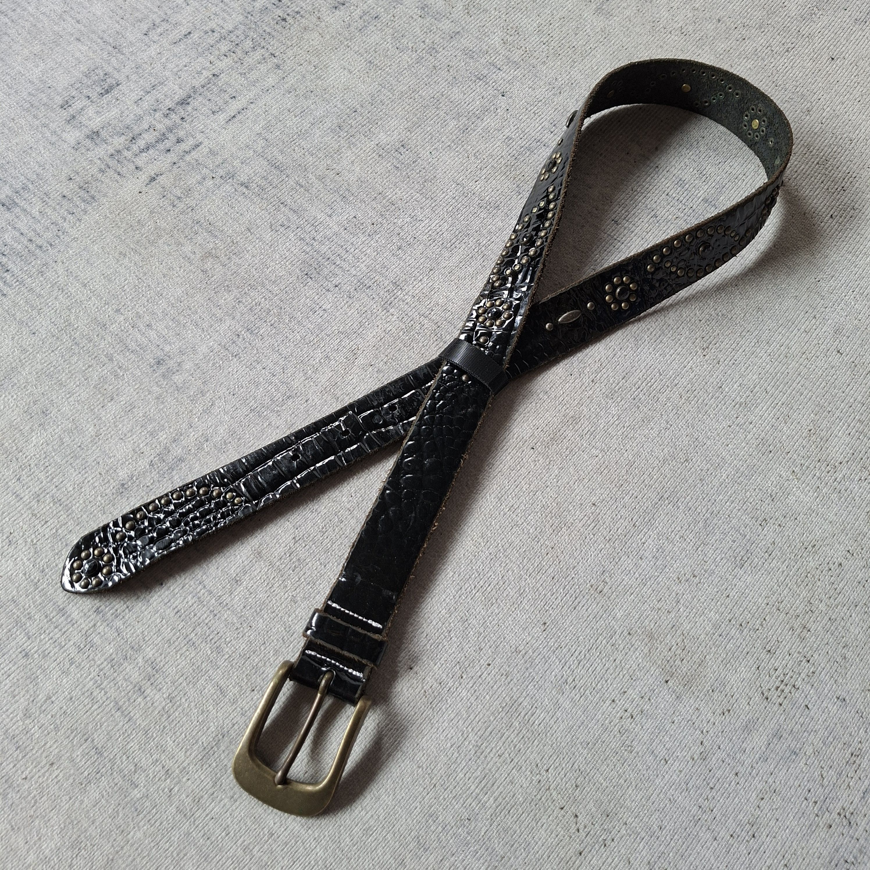 If Six Was Nine 💥 Edifice japan solid brass punk rock style leather belt Size ONE SIZE - 8 Thumbnail
