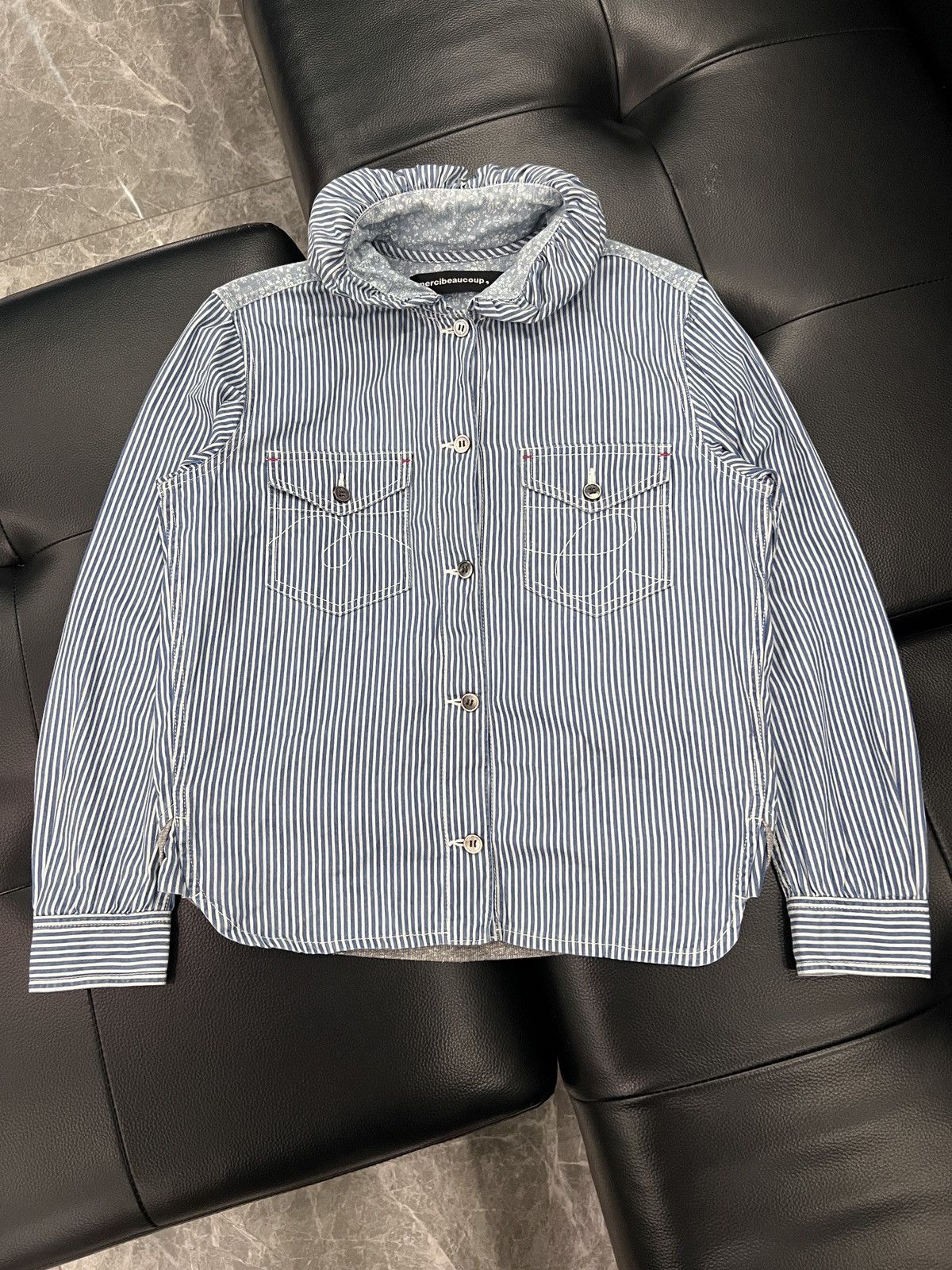 mercibeaucoup mercibeaucoup, Stripe Patchwork Button Shirt Size US S / EU 44-46 / 1 - 1 Thumbnail