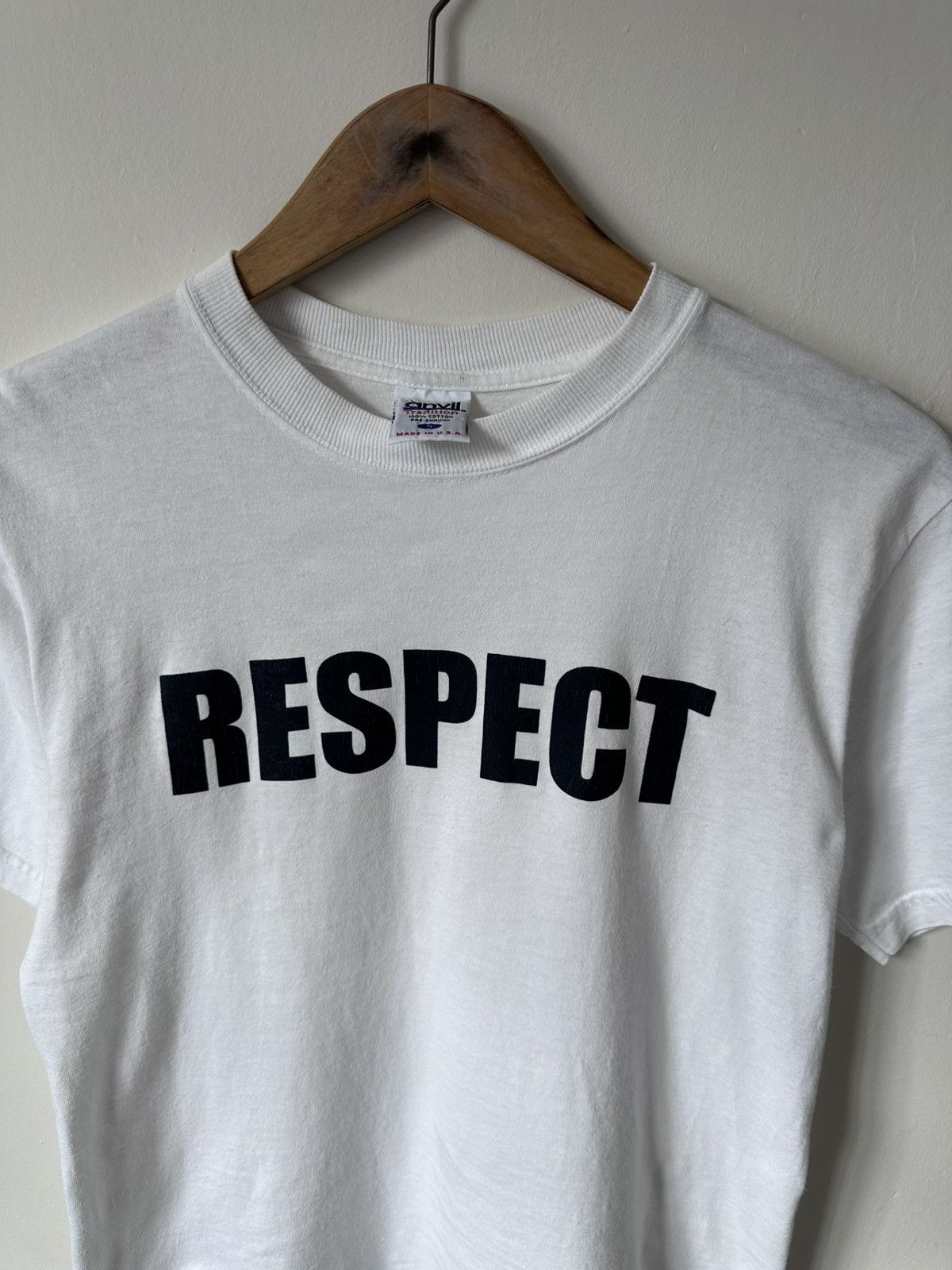 Vintage Vintage White tee “Respect” Size US S / EU 44-46 / 1 - 4 Thumbnail